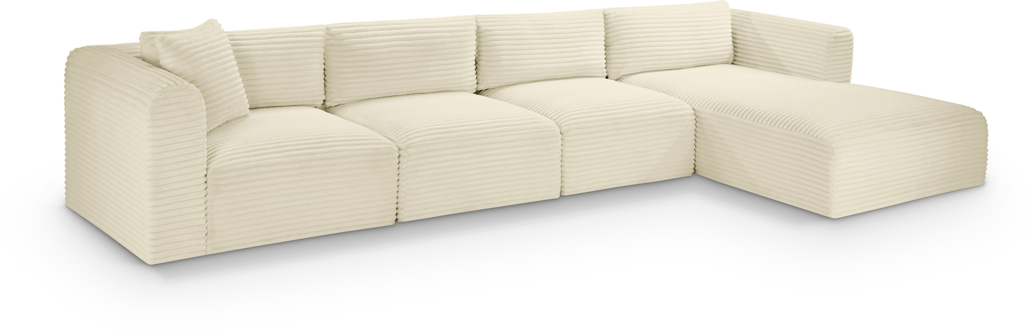 Shaggy - 4 Piece Modular Sectional With Chaise - Cream