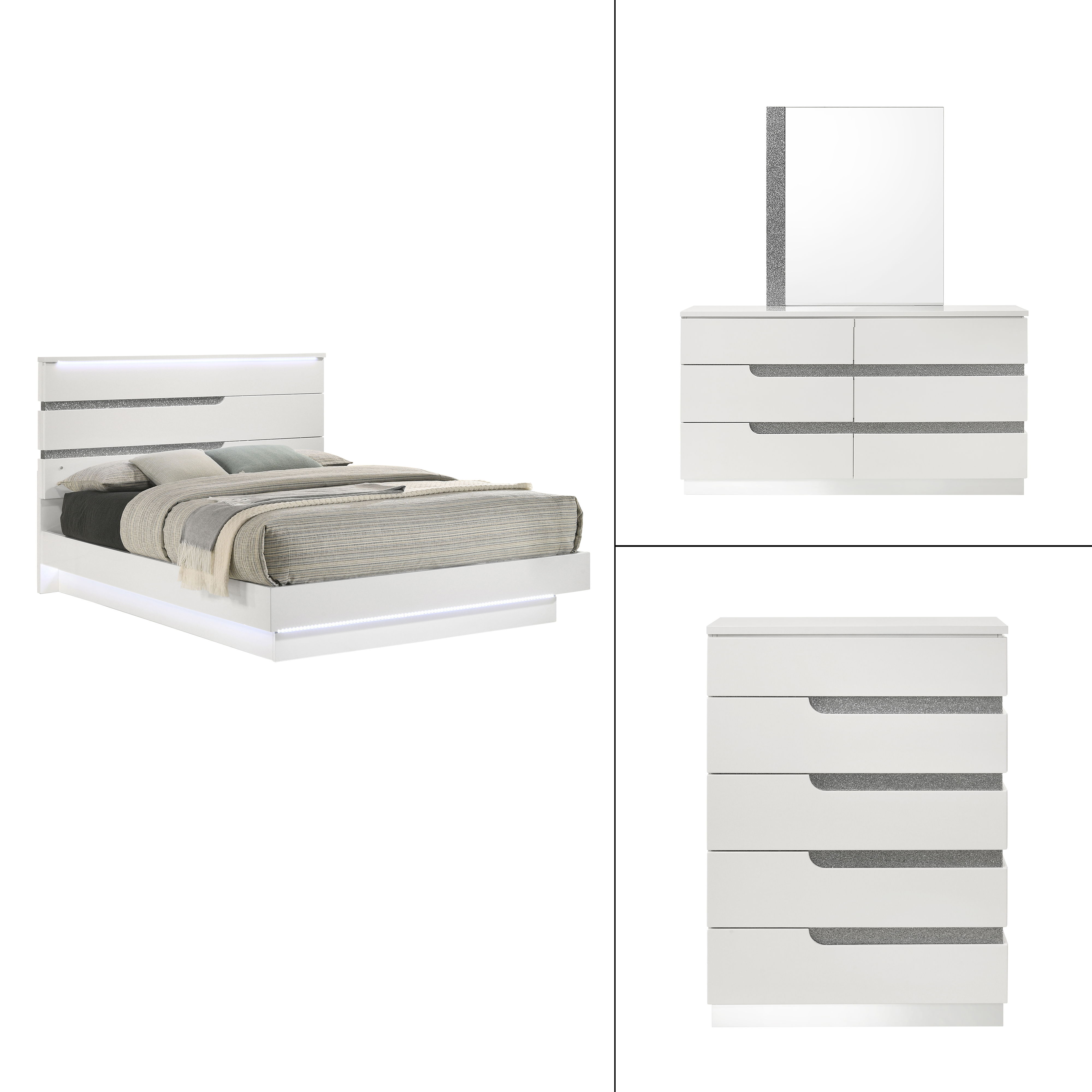 Eastern King · 4 Pc · Bed, Dresser, Mirror, Chest
