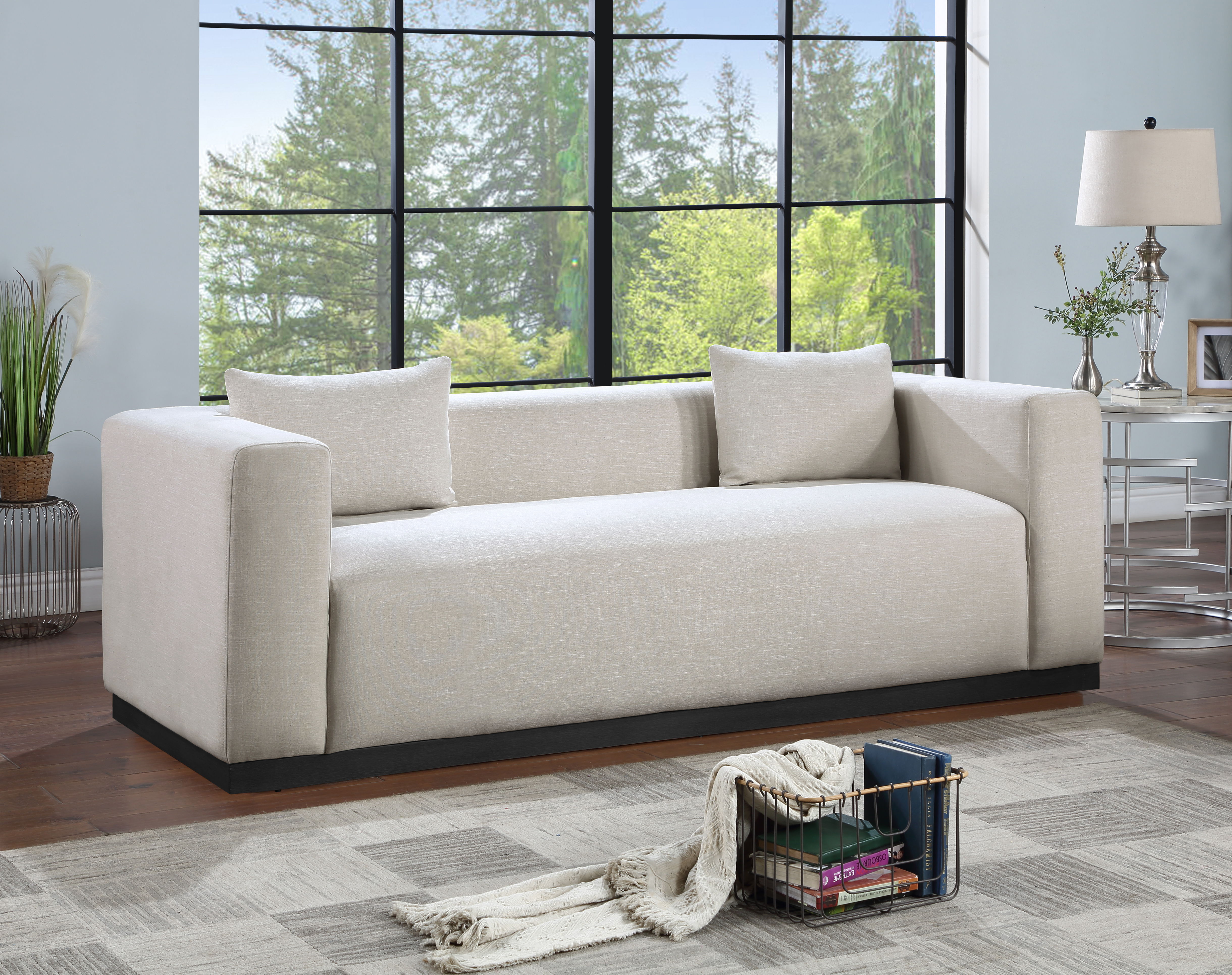 Alfie - Linen Textured Fabic Sofa - Beige