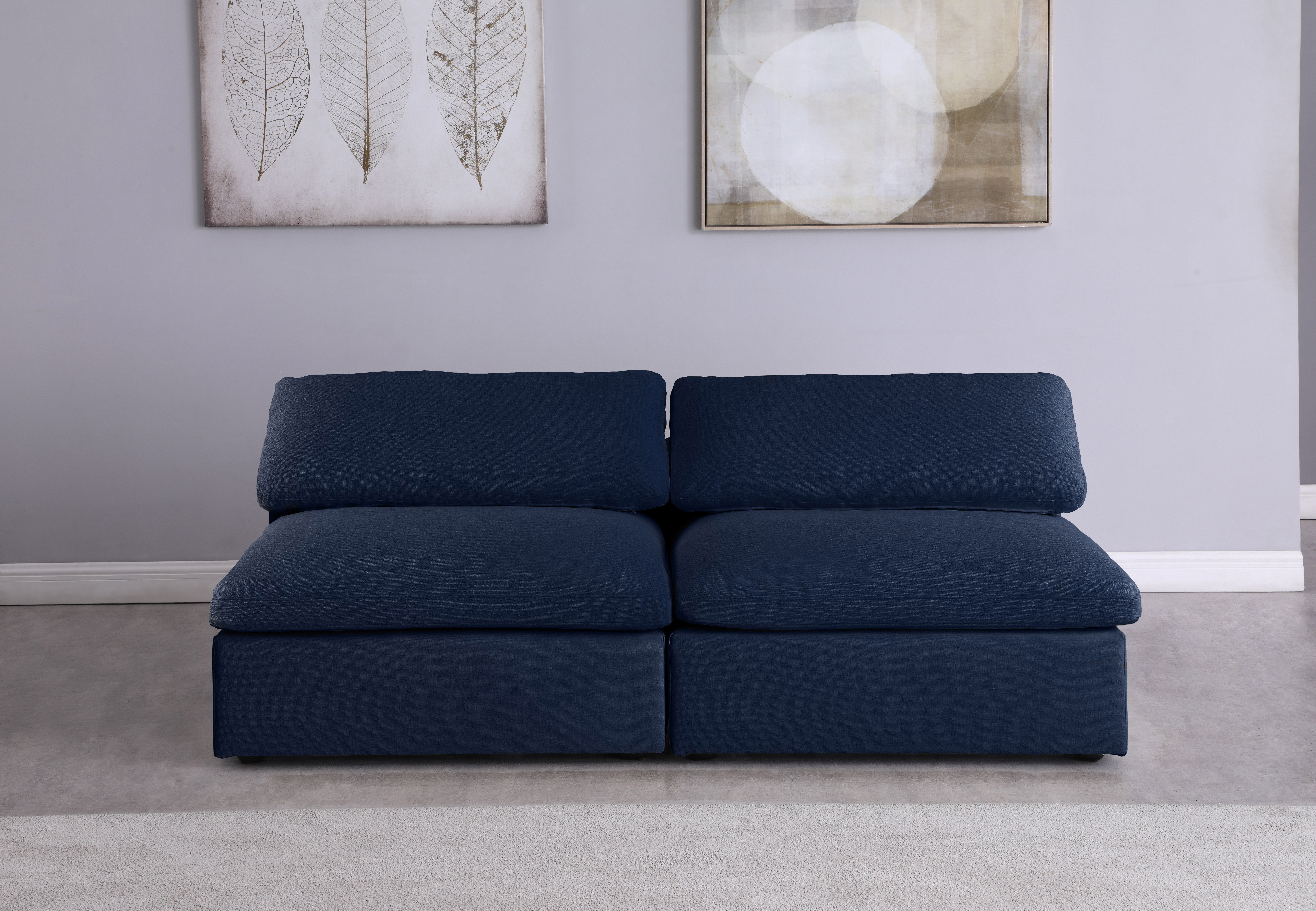 Serene - 2 Piece Modular Armless Sofa - Navy