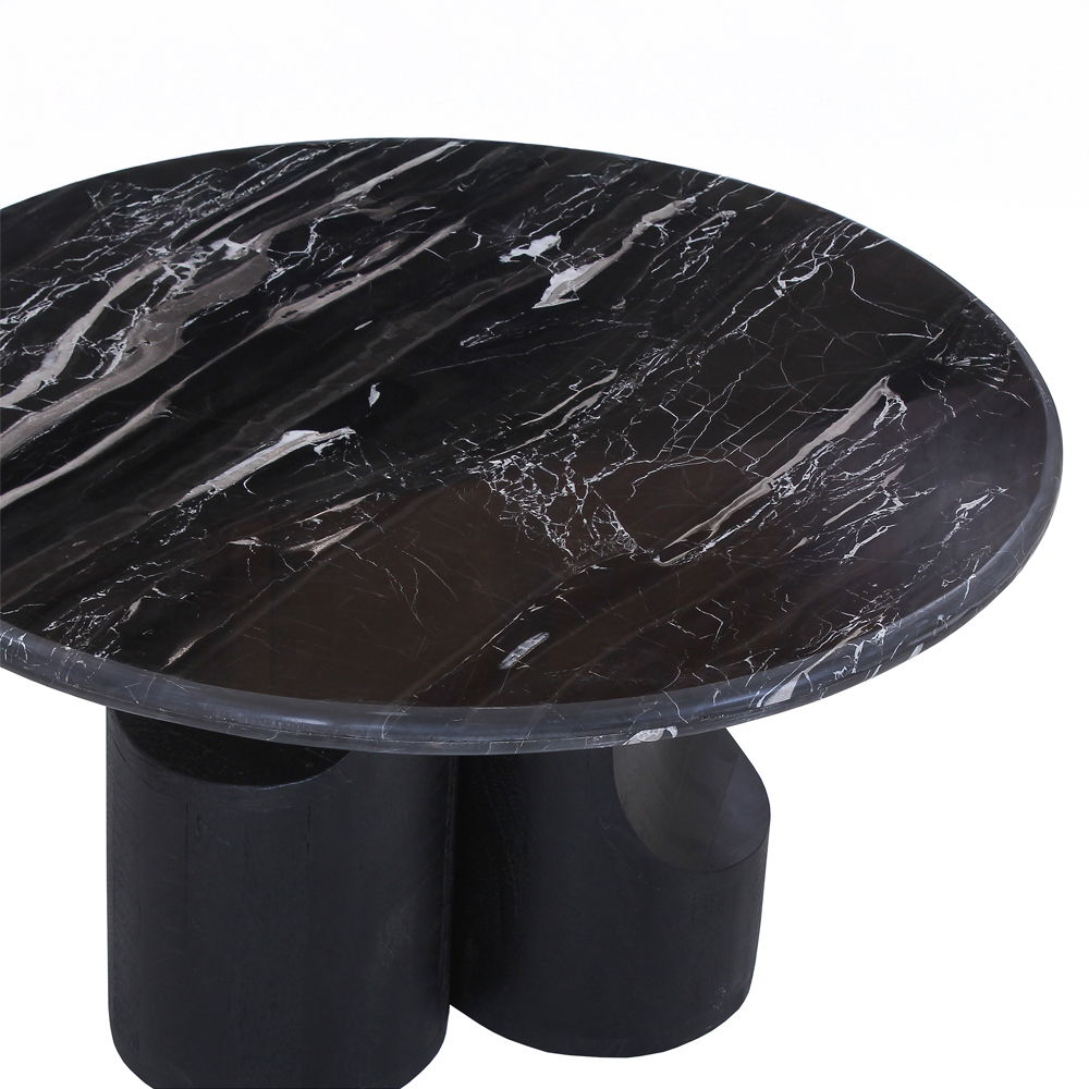 Kinton - Coffee Table With Natural Marble Top - Black, black, view 5