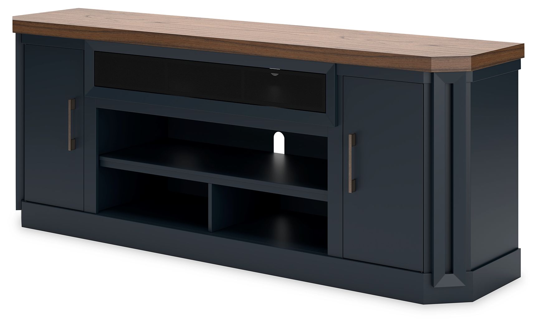 Ashley Furniture Landocken - XL TV Stand W/Fireplace Option - Brown / Blue - Image 3