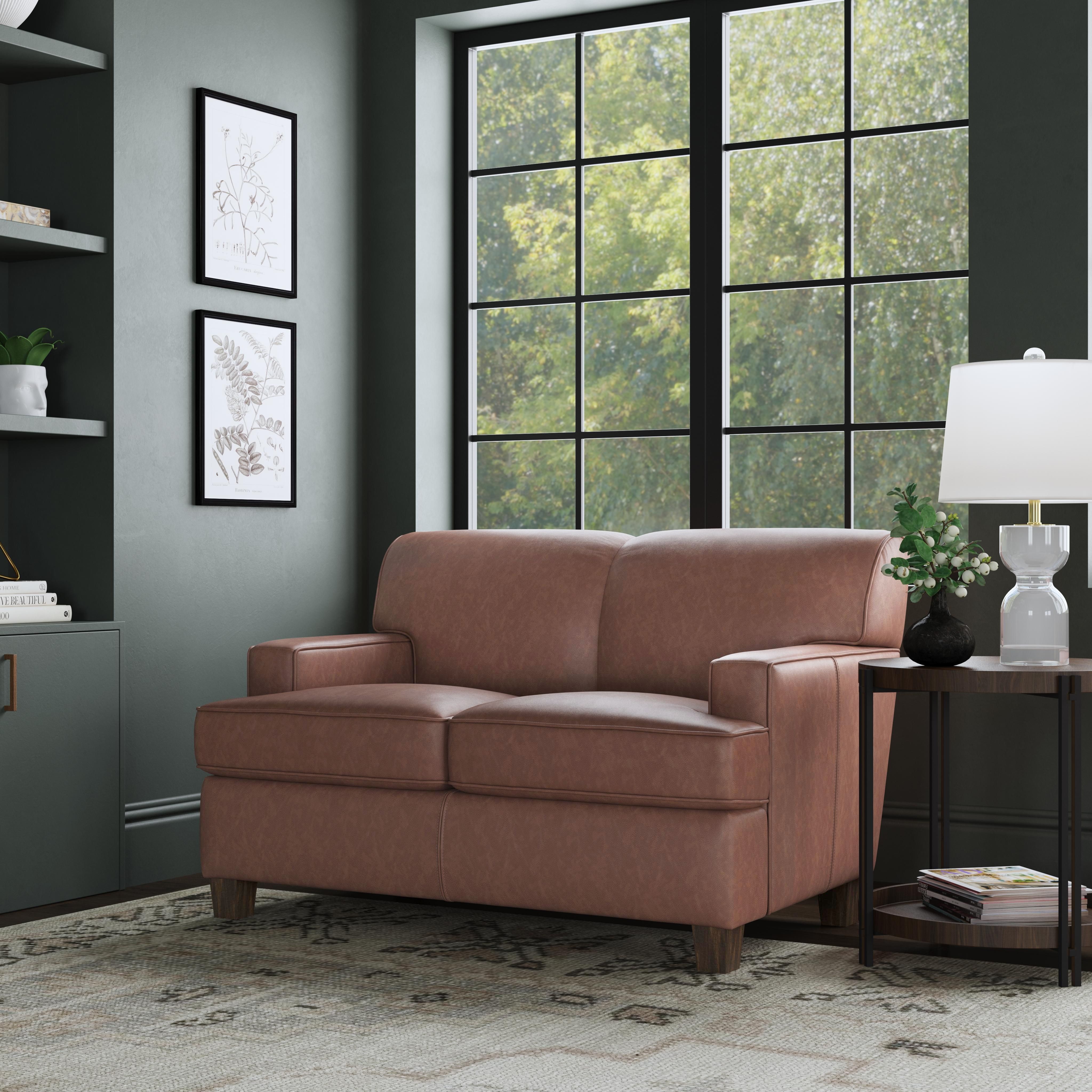 Dempsey - Leather Loveseat, dark brown