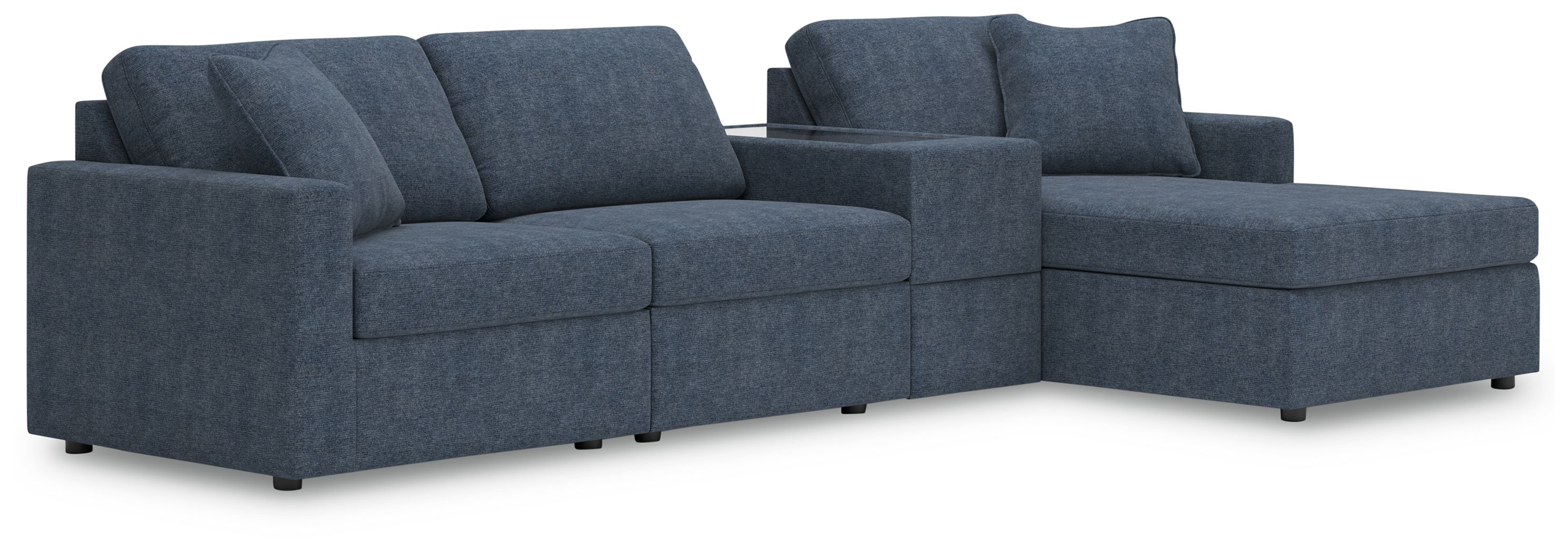 4 Pc · Sectional With Raf Corner Chaise And Storage Console