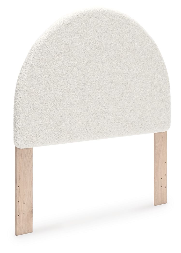 Arloster – Full Upholstered Panel Headboard – White / Tan