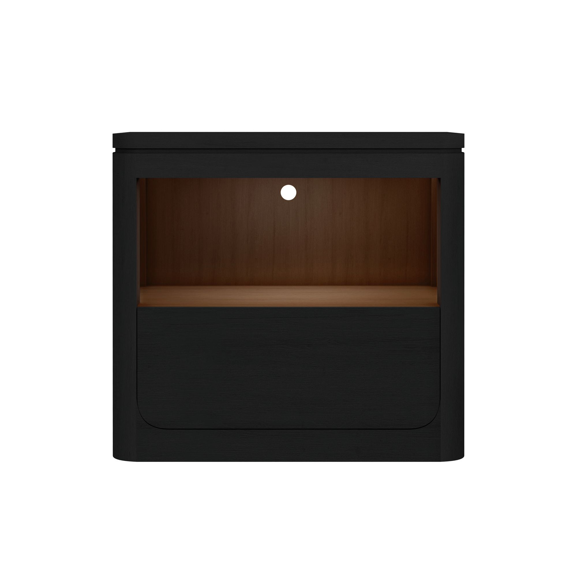 Rosalie - Nightstand With USB And LED - Black