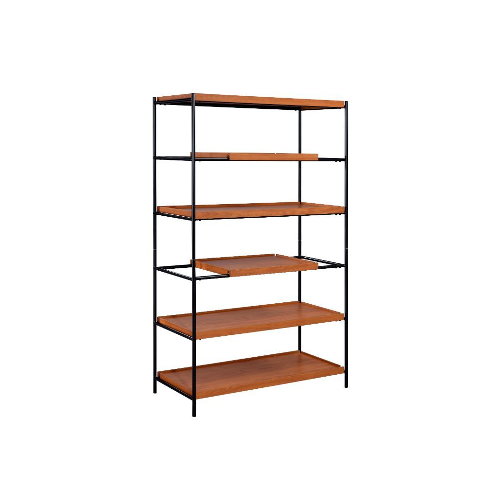 Oaken - Bookshelf - Honey Oak & Black, orange