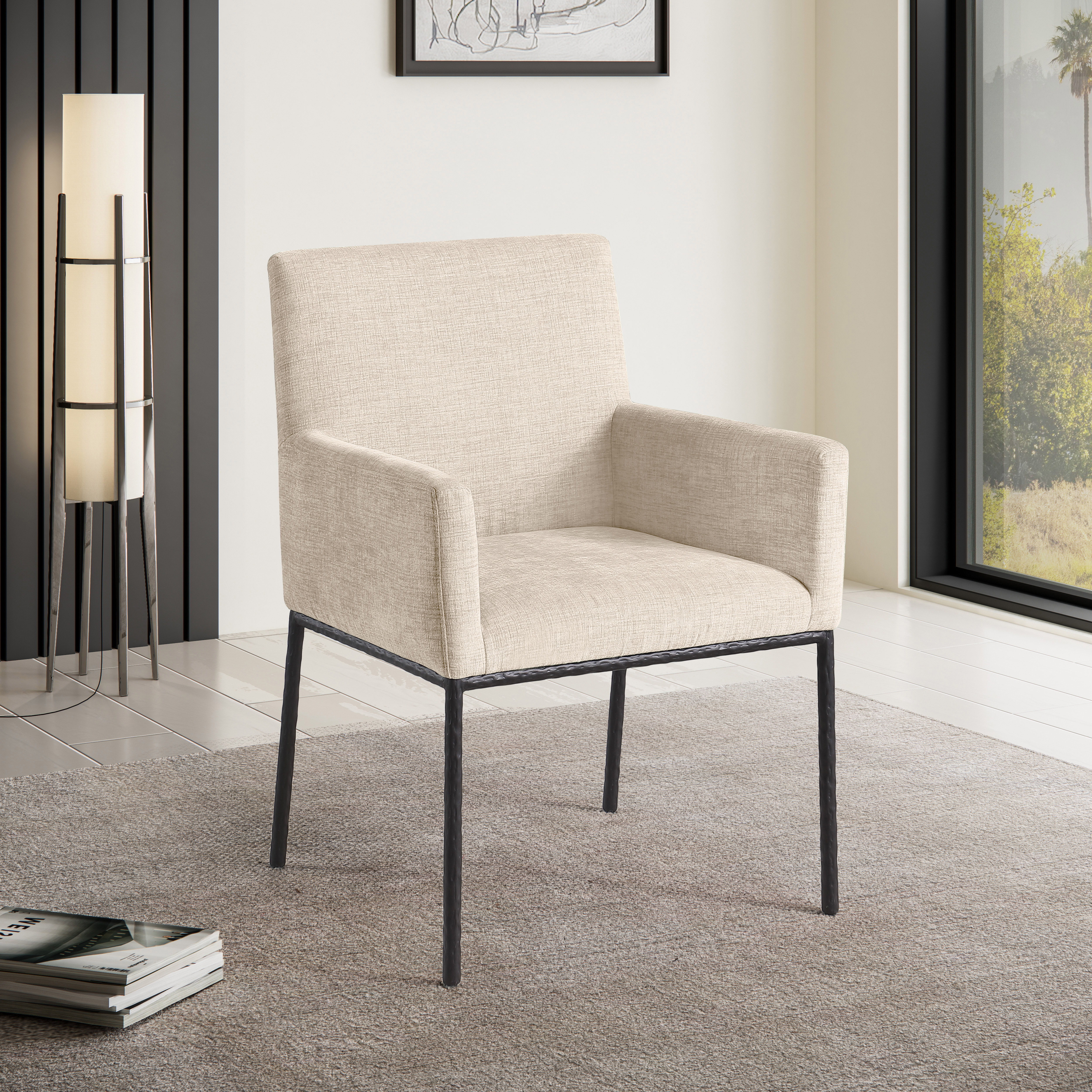 Reeves - Dining Chair With Black Legs (Set of 2) - Beige