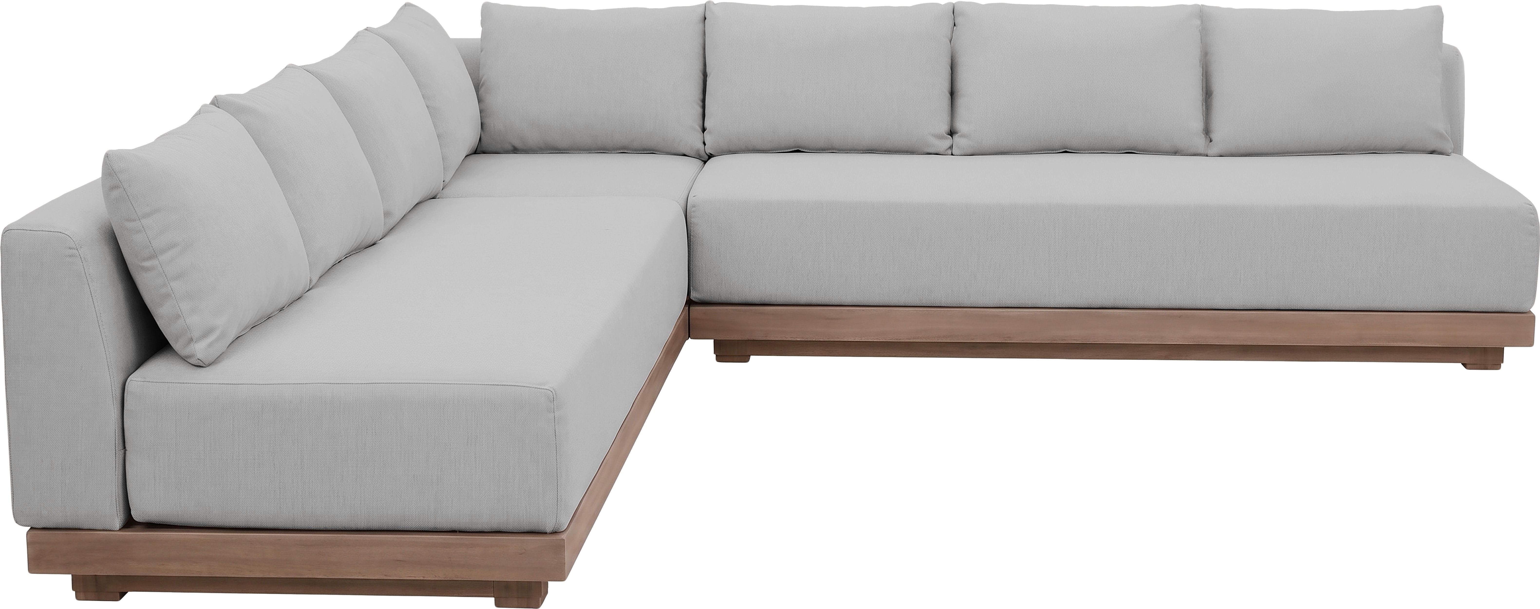 Solace - Olefin Performance Fabric 3 Piece Outdoor Patio Modular Sectional (2 Sofas & Corner Chair) - Gray