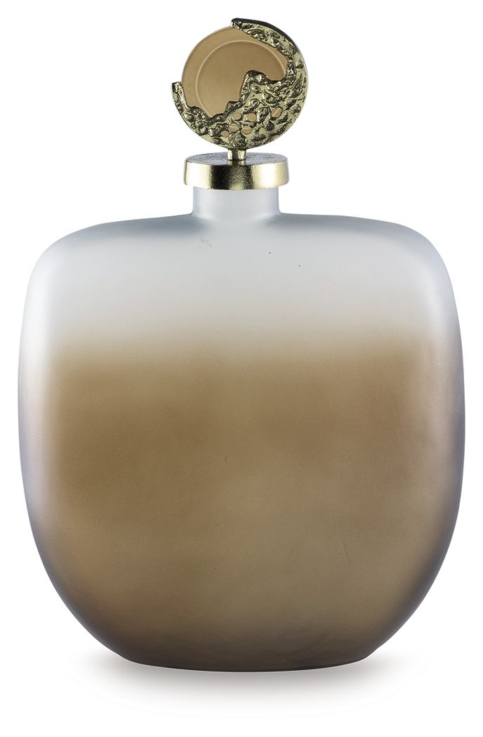 Acario - 17" Jar - Taupe / Gold Finish