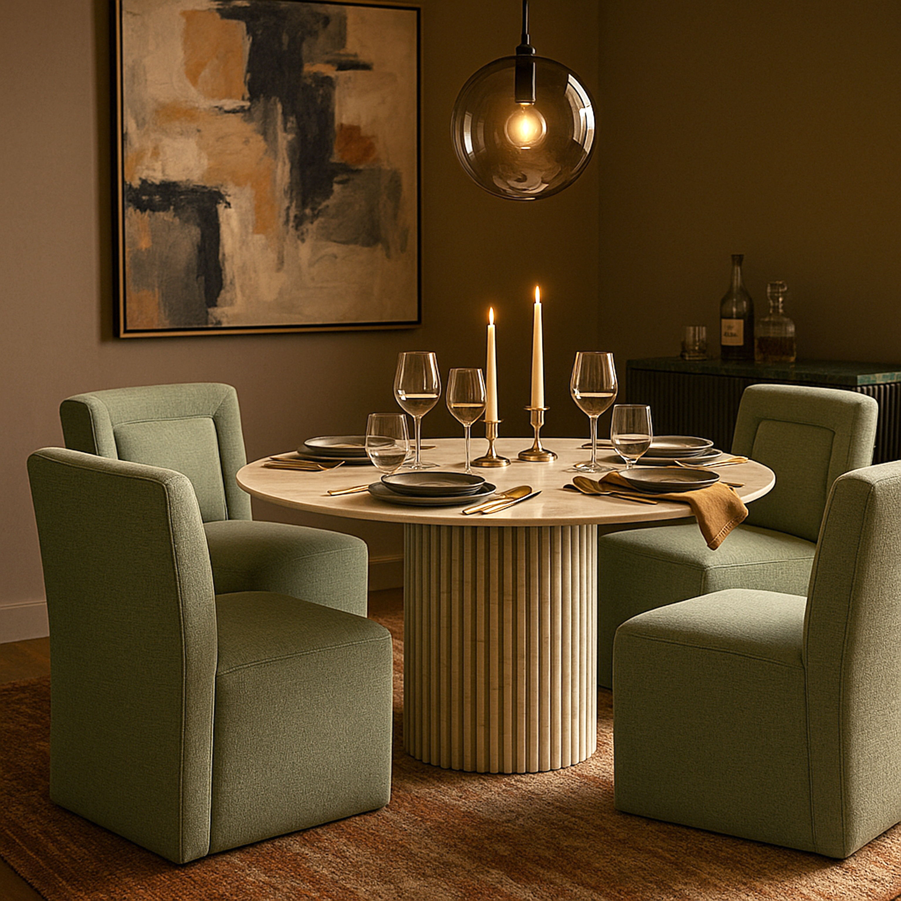 Duvina - Chenille Performance Fabric Dining Chair - Mint