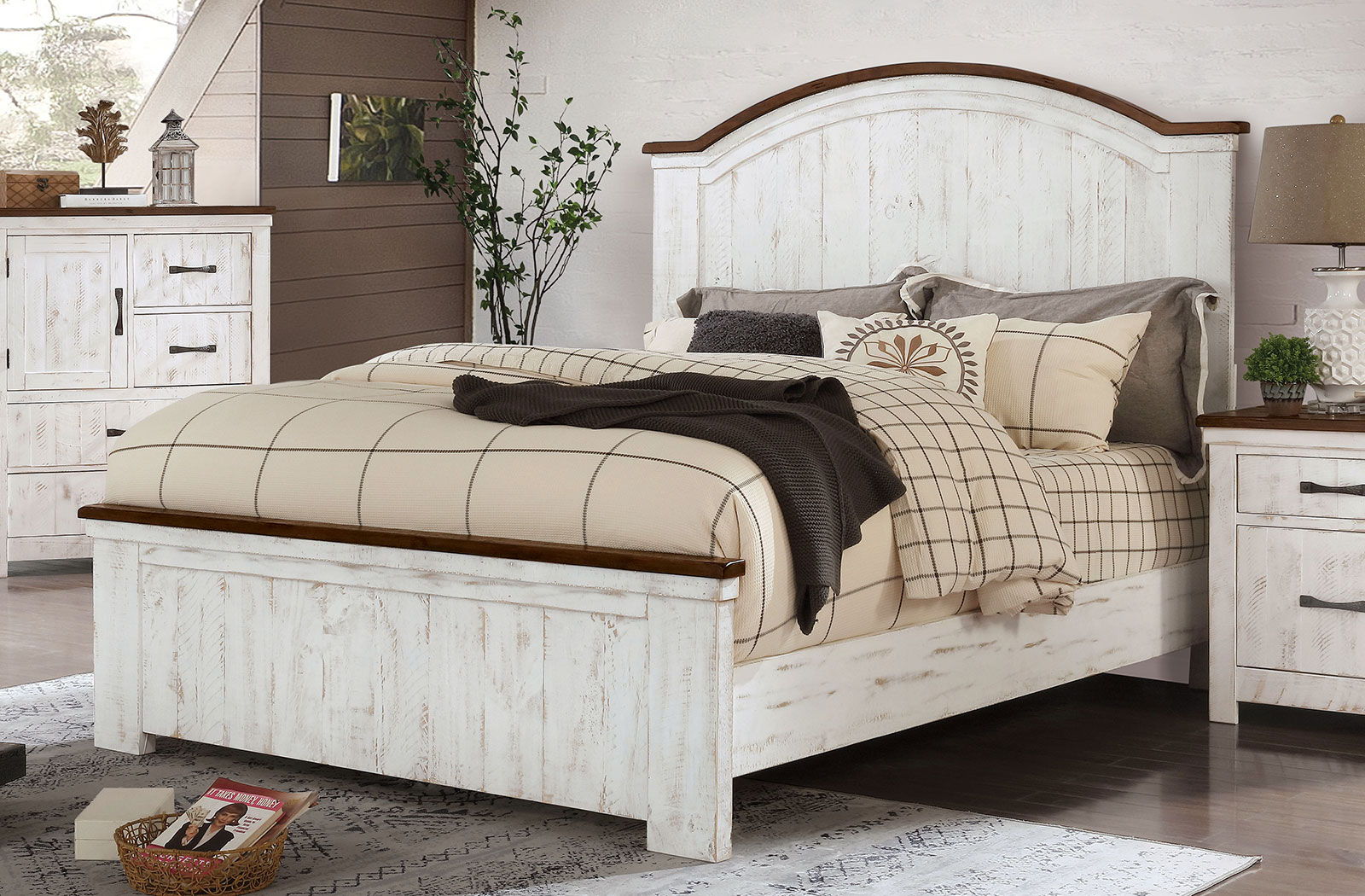 Alyson Queen Bed Distressed White New Lots Furniture Online Store