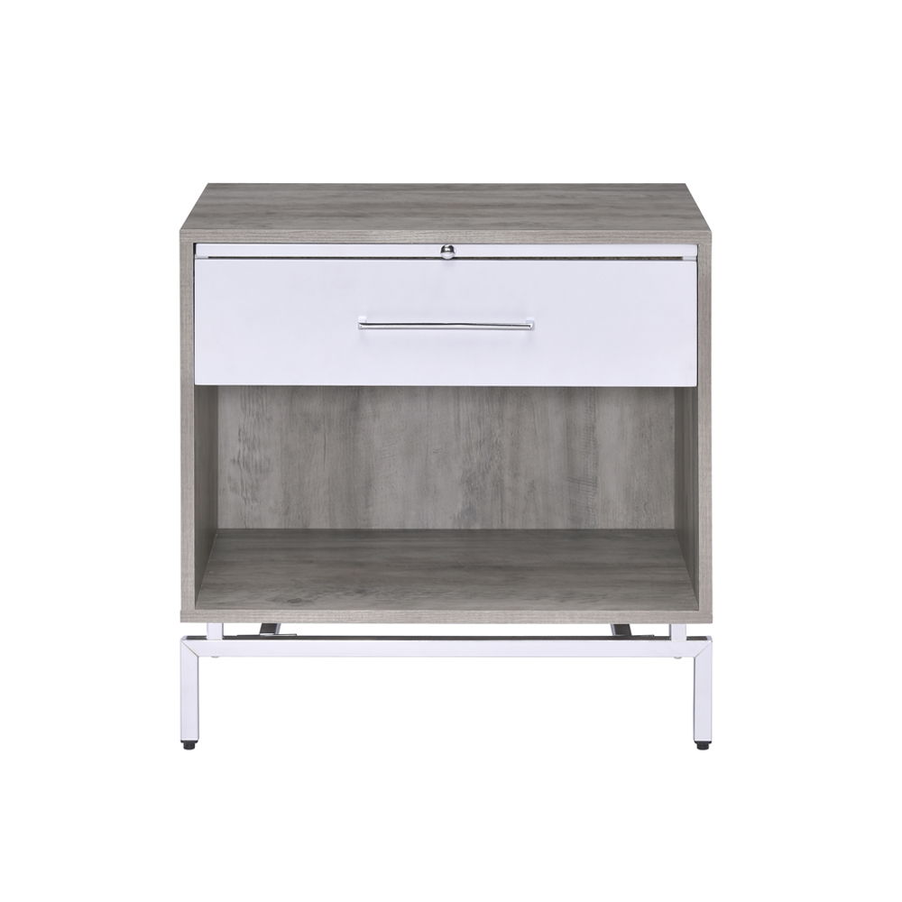 Cistus - Accent Table - Weathered Gray Oak & White, dark gray, view 6