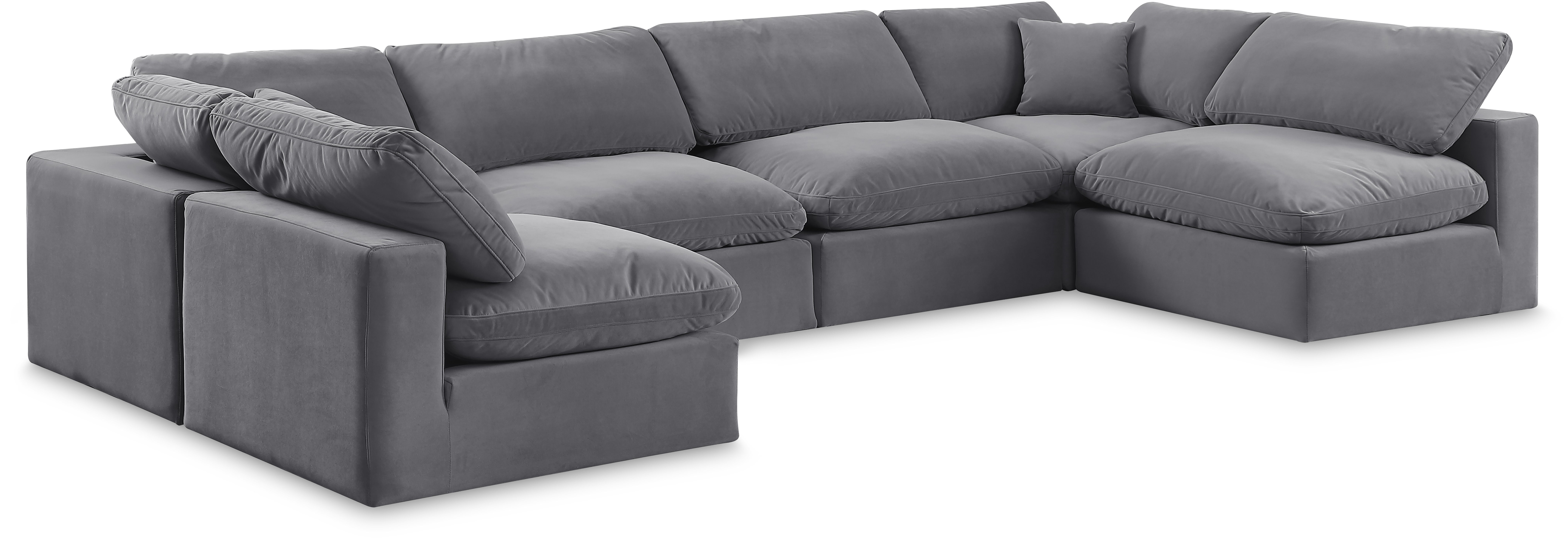Comfy - 6 Piece Velvet Modular Armless Sectional - Dark Gray