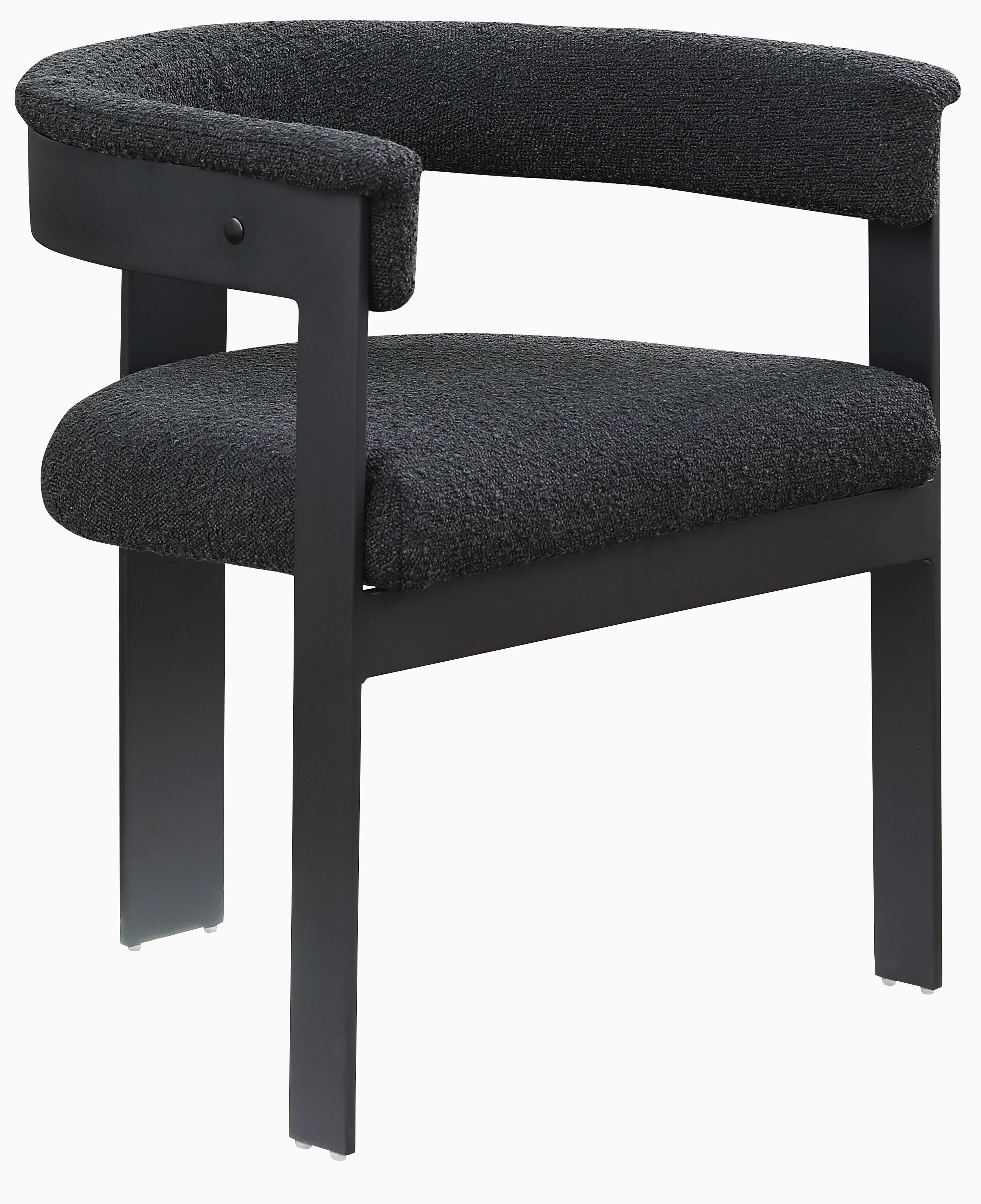Romeo - Boucle Dining Chair With Black Base (Set of 2) - Black