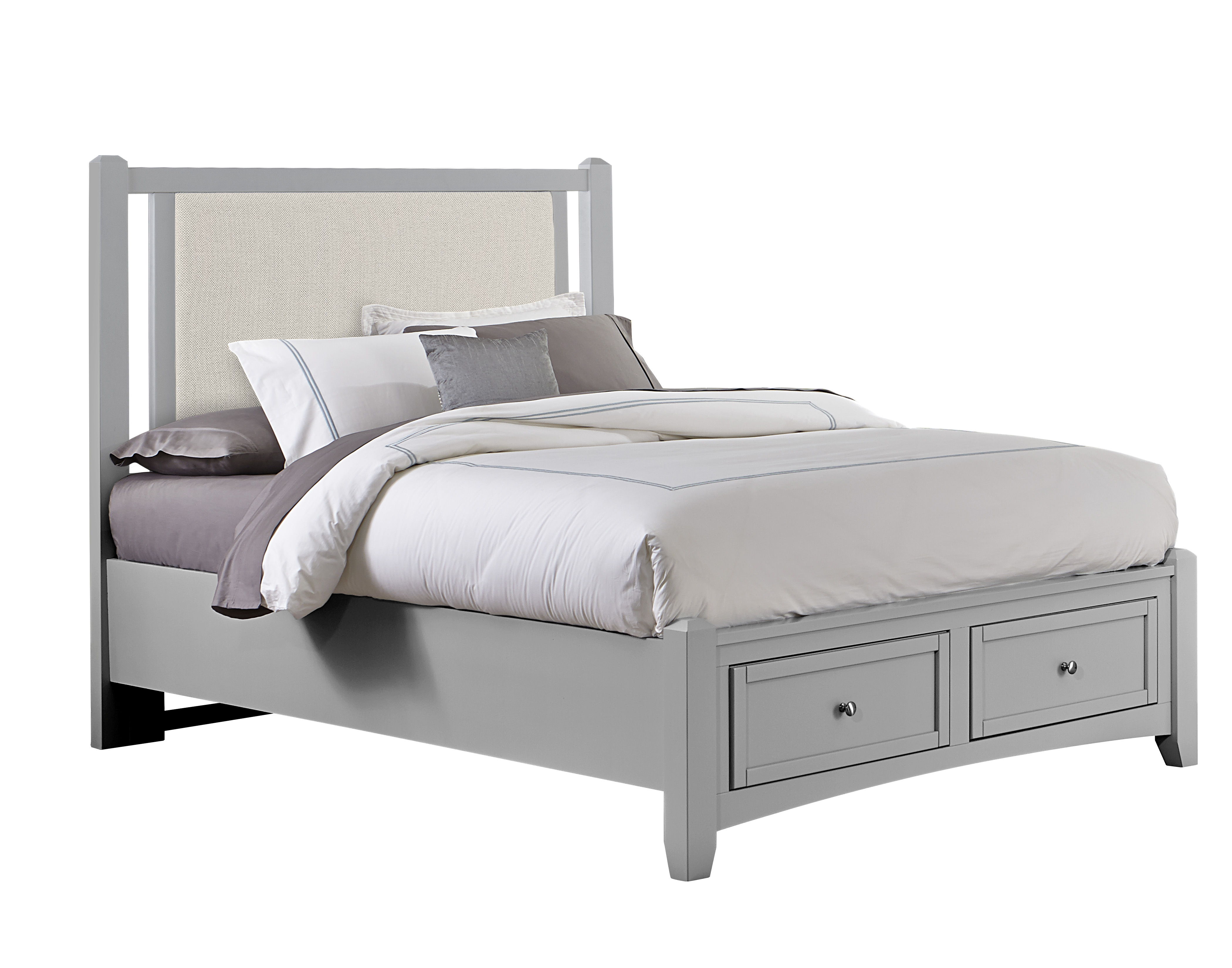 Vaughan-Bassett Bonanza - King Pebble Gray Upholstered Bed With Storage Footboard - Gray