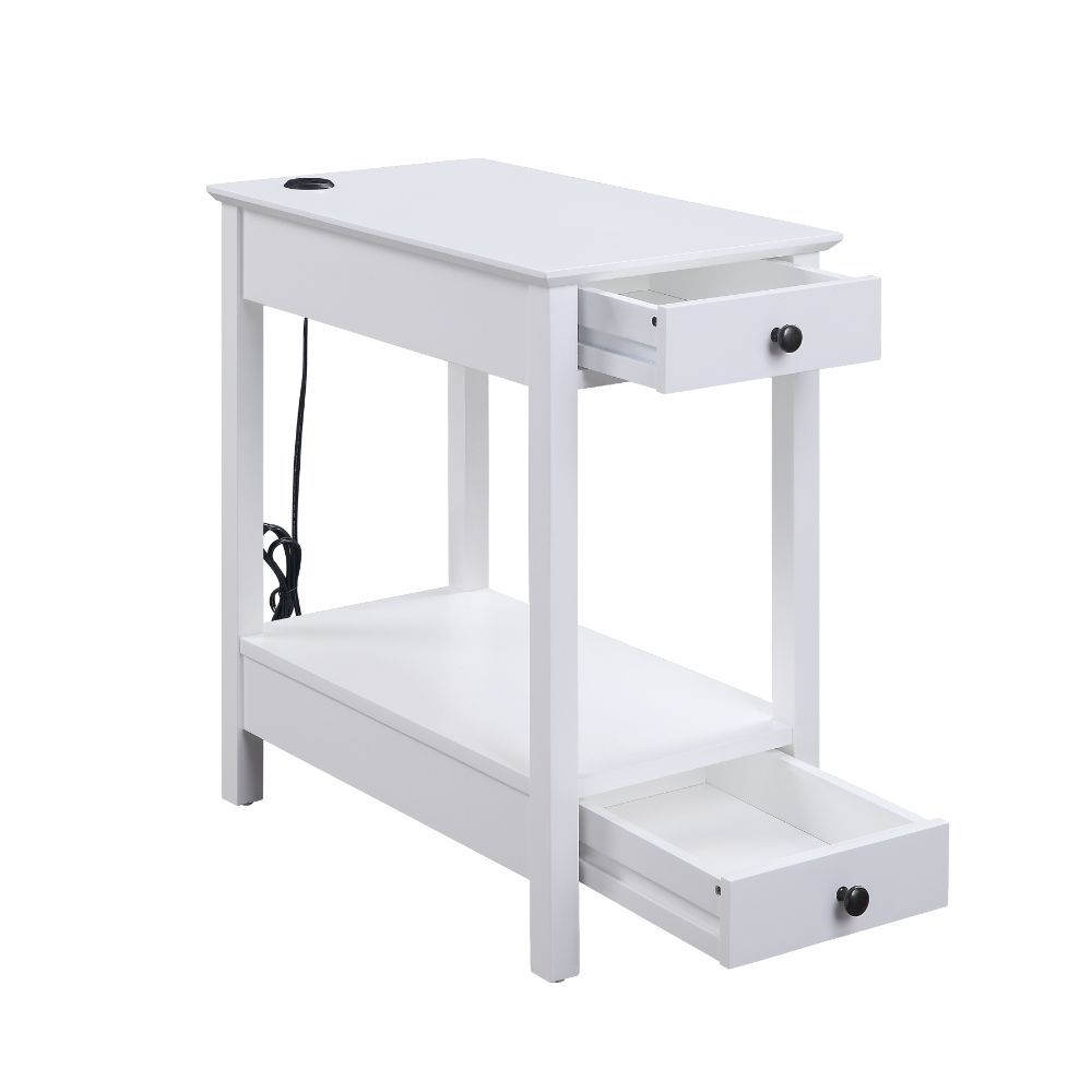 Byzad - Accent Table With USB - White, white, view 6