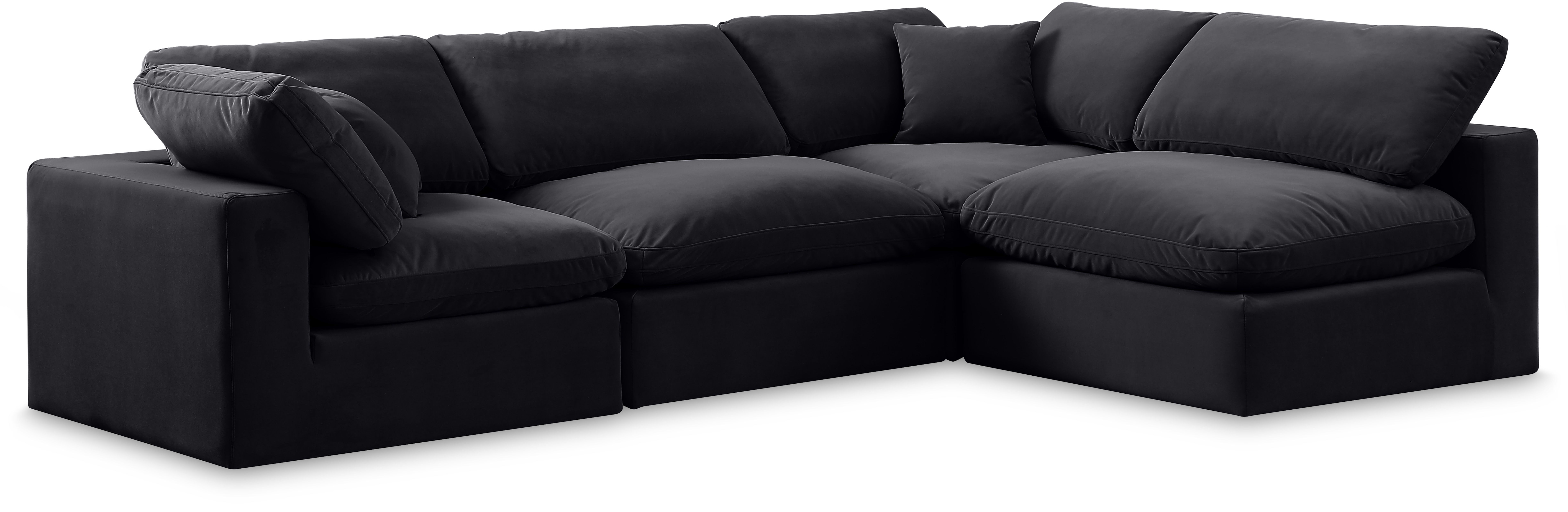 Comfy - 4 Piece Velvet Modular Armless Sectional - Black