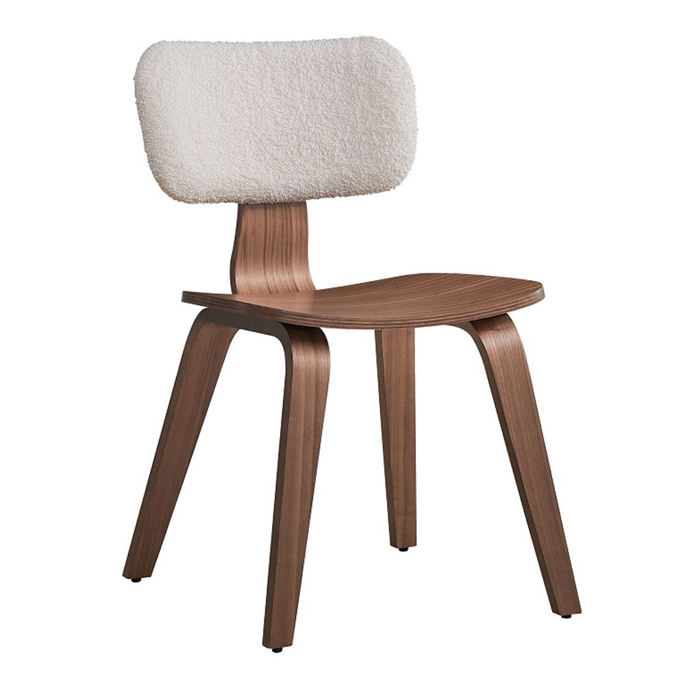 Casson - Side Chair (Set of 2) - White Boucle & Walnut, white, view 2