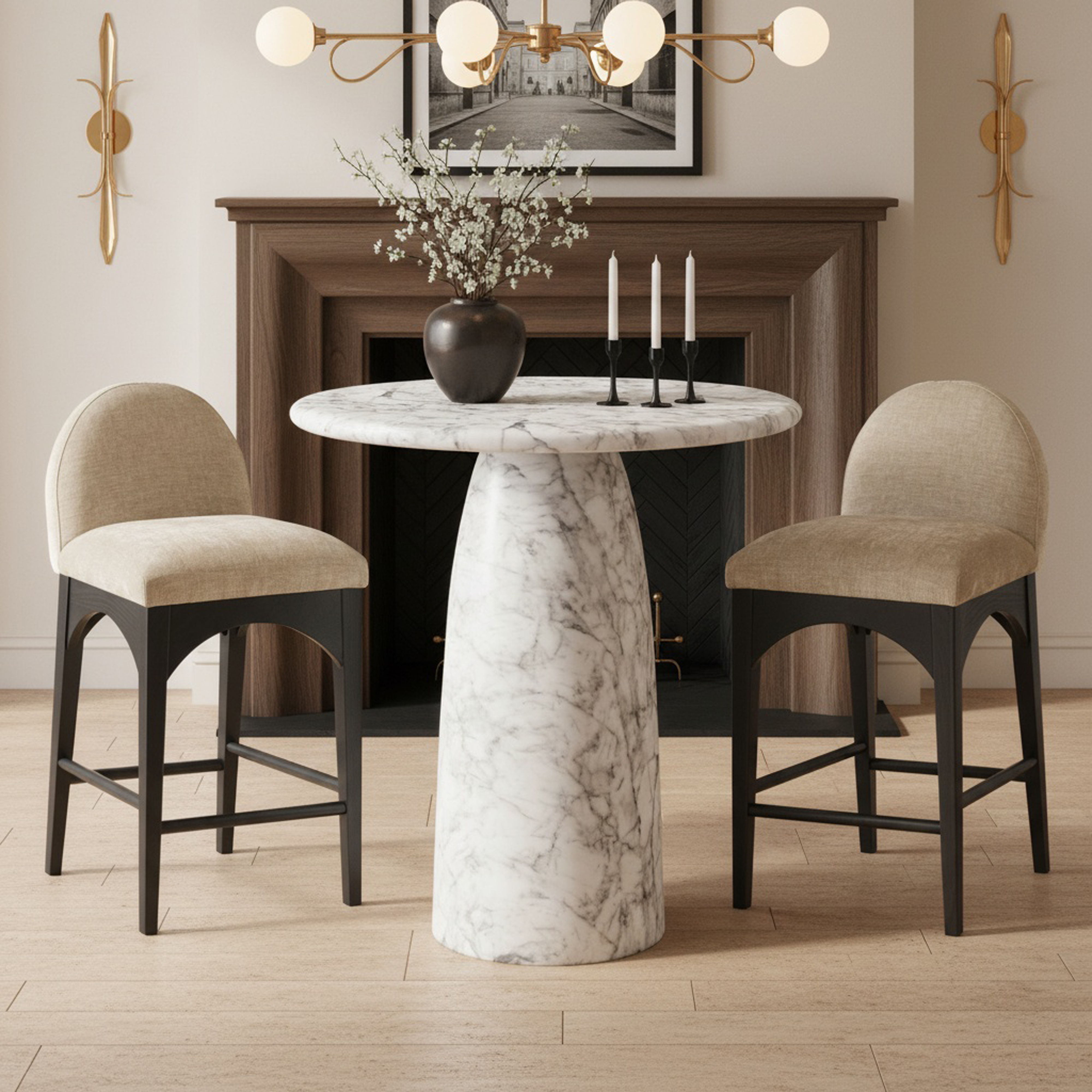 Cosenza - Concrete Indoor / Outdoor Counter Height Table - White