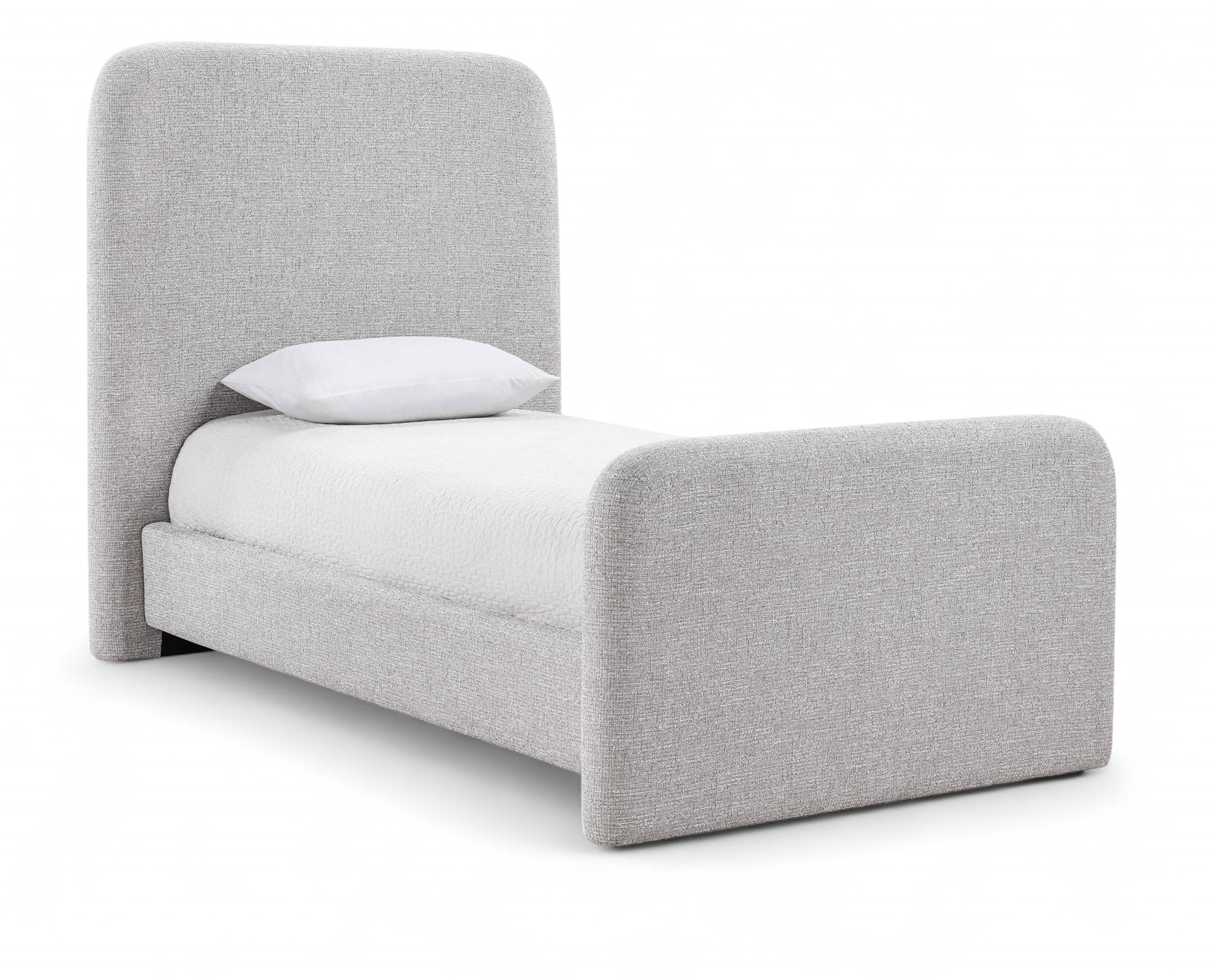 Fira - Linen Textured Fabric Upholstered Twin Bed - Gray