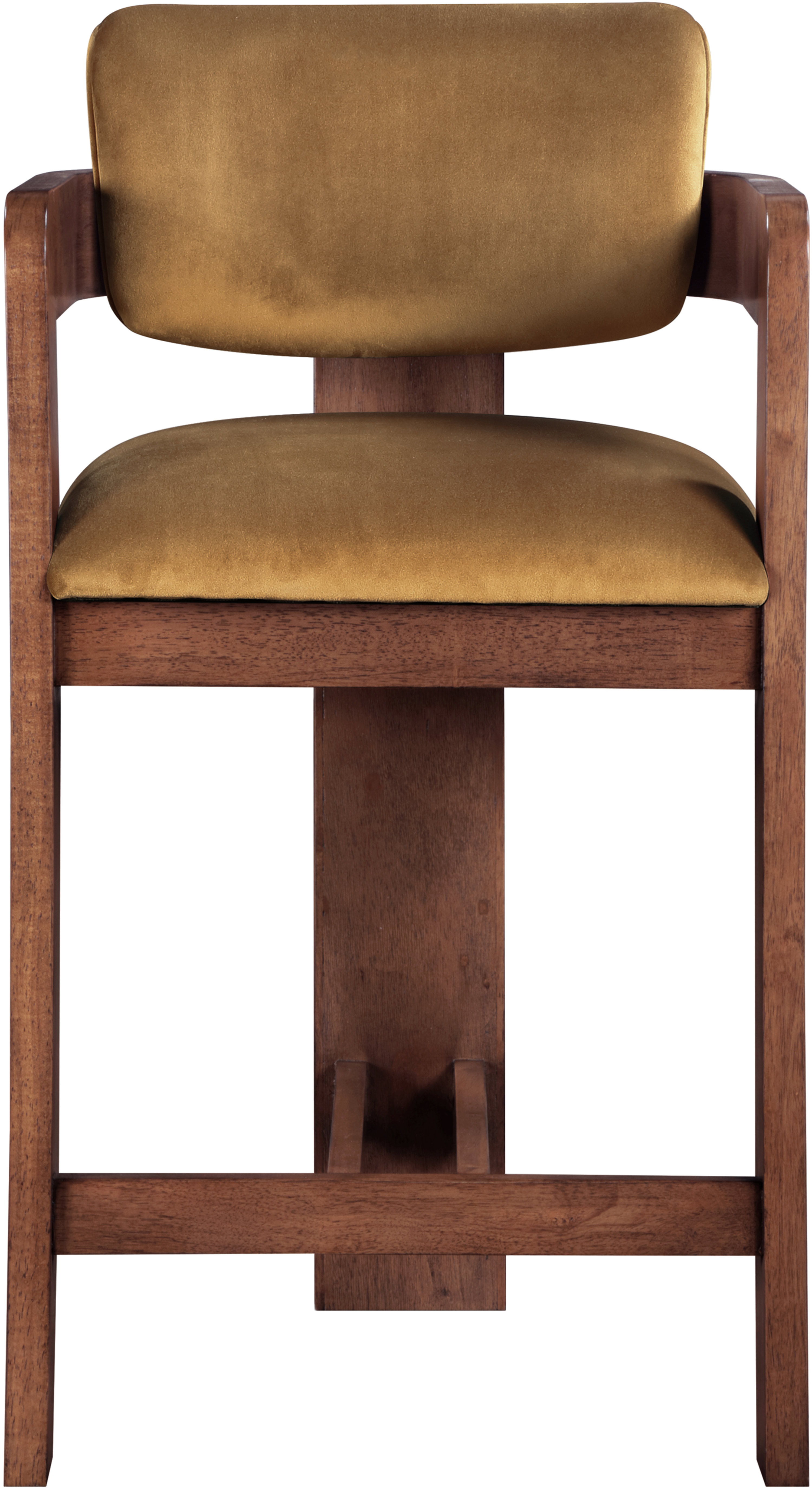 Sacha - Velvet Stool With Brown Base - Saddle