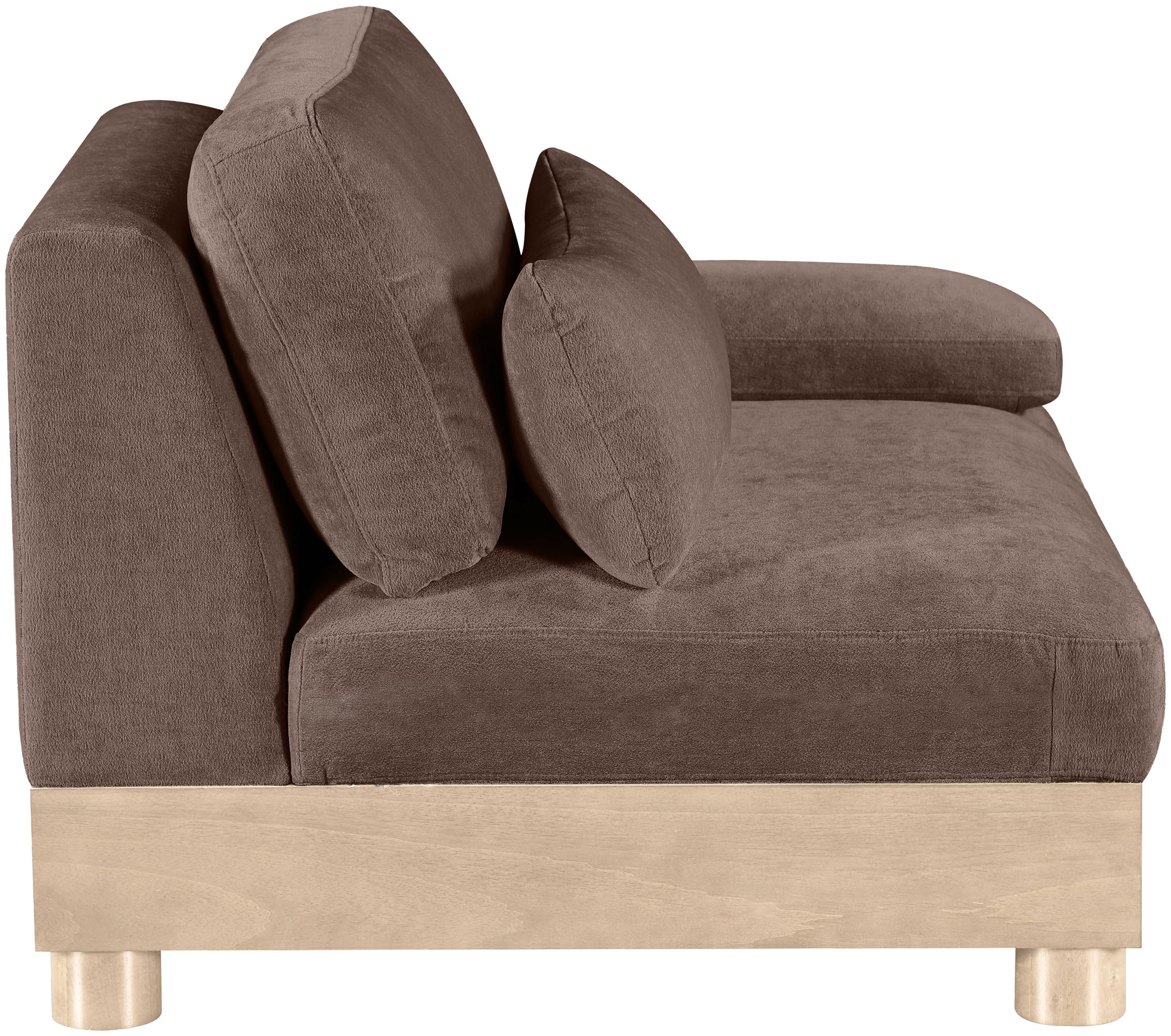 Turin - Chenille Fabric Upholstered Modular Right Arm Chair - Brown / Natural Oak