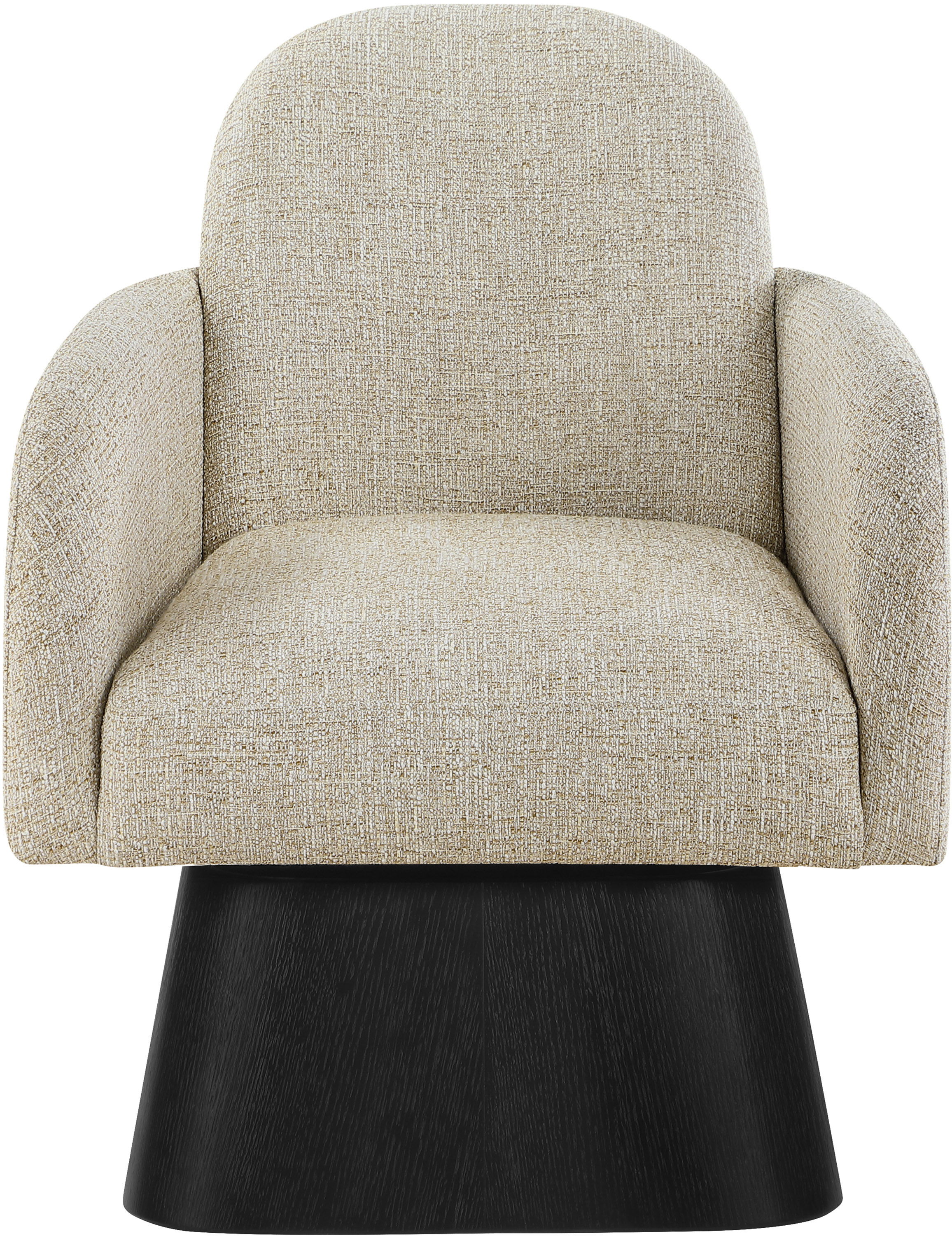 Marlowe - Linen Textured Fabric Upholstered Swivel Accent Chair - Beige / Stained Black