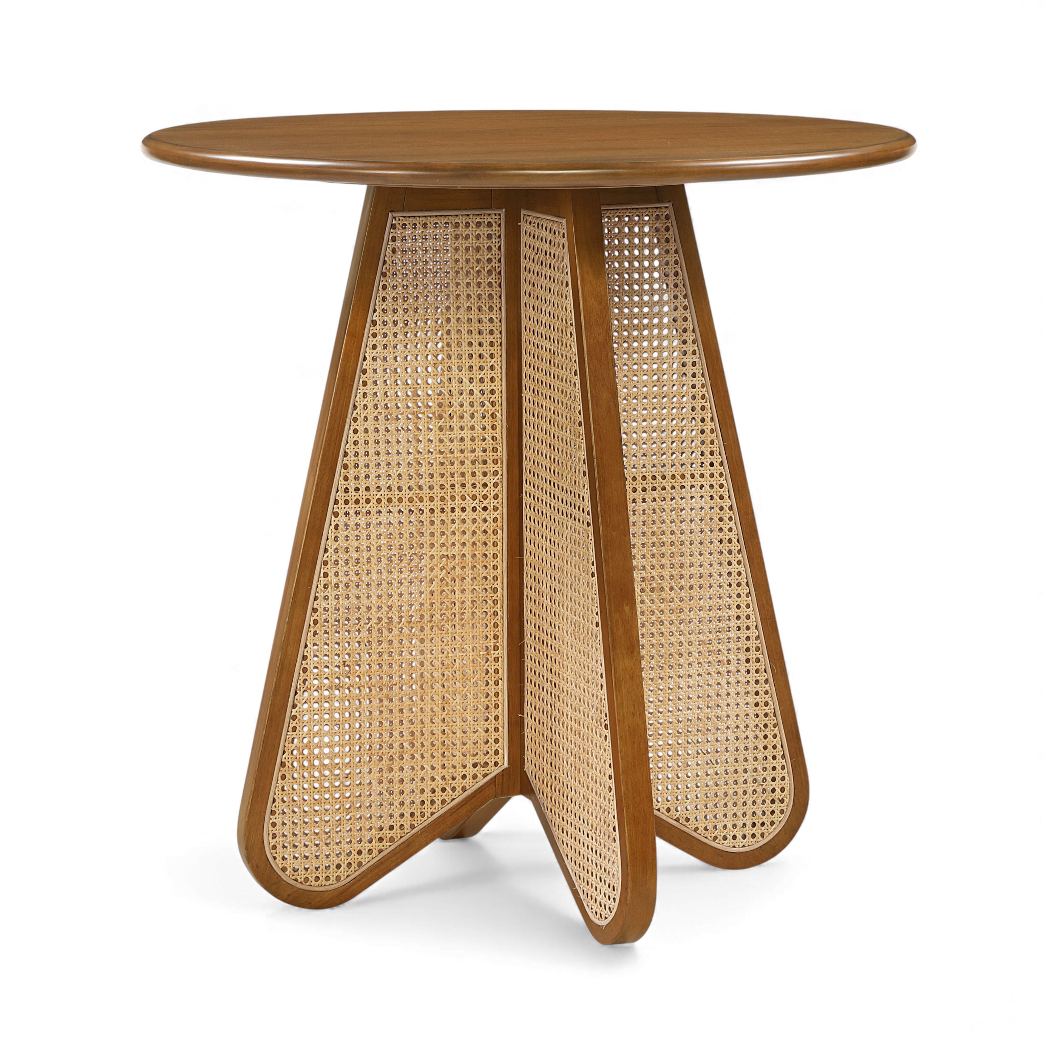 Butterfly - Solid Wood And Natural Cane Counter Height Table - Brown / Natural
