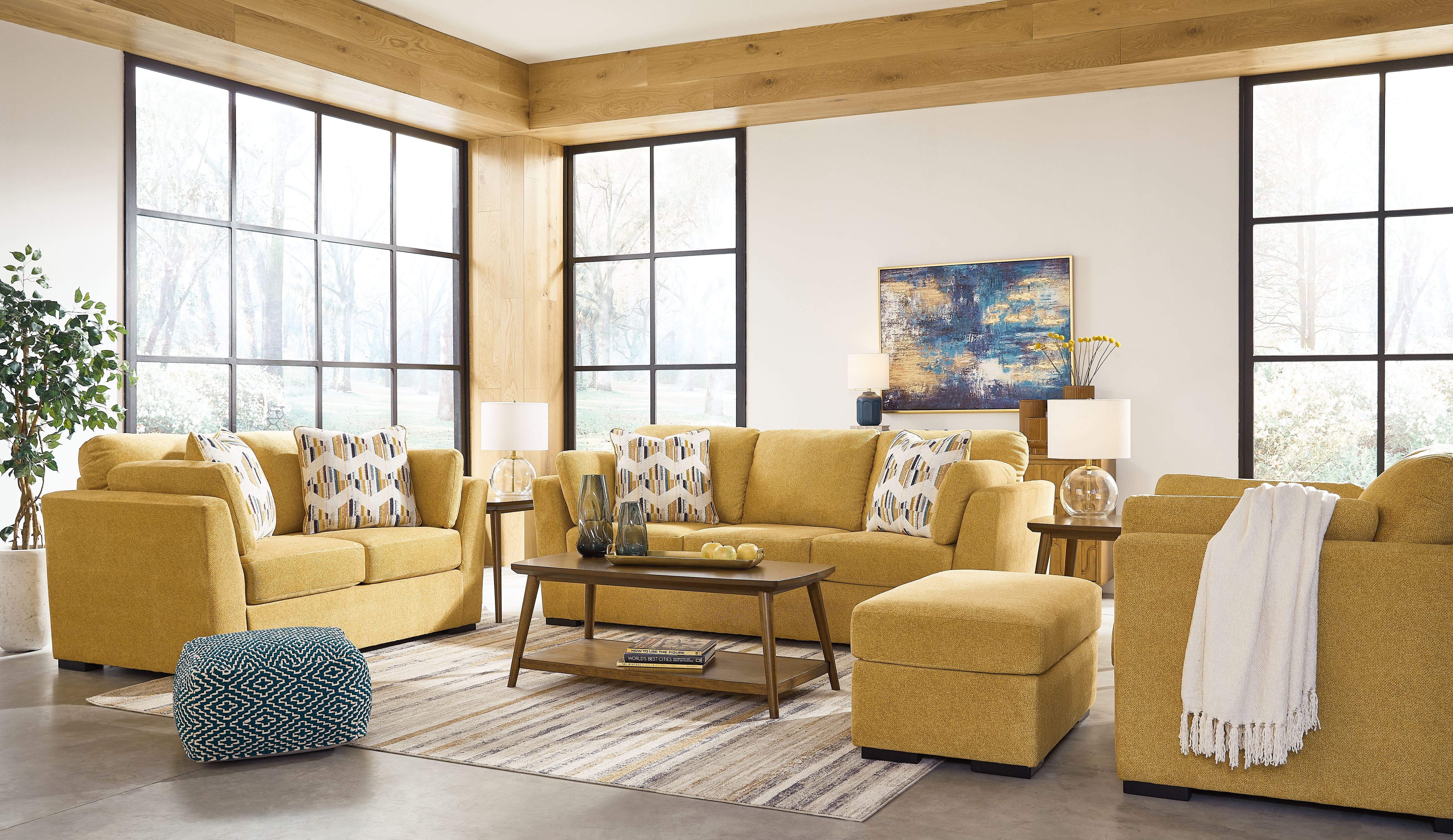 Ashley Keerwick - Sunflower - 4 Pc. - Sofa, Loveseat, Chair And A Half, Ottoman