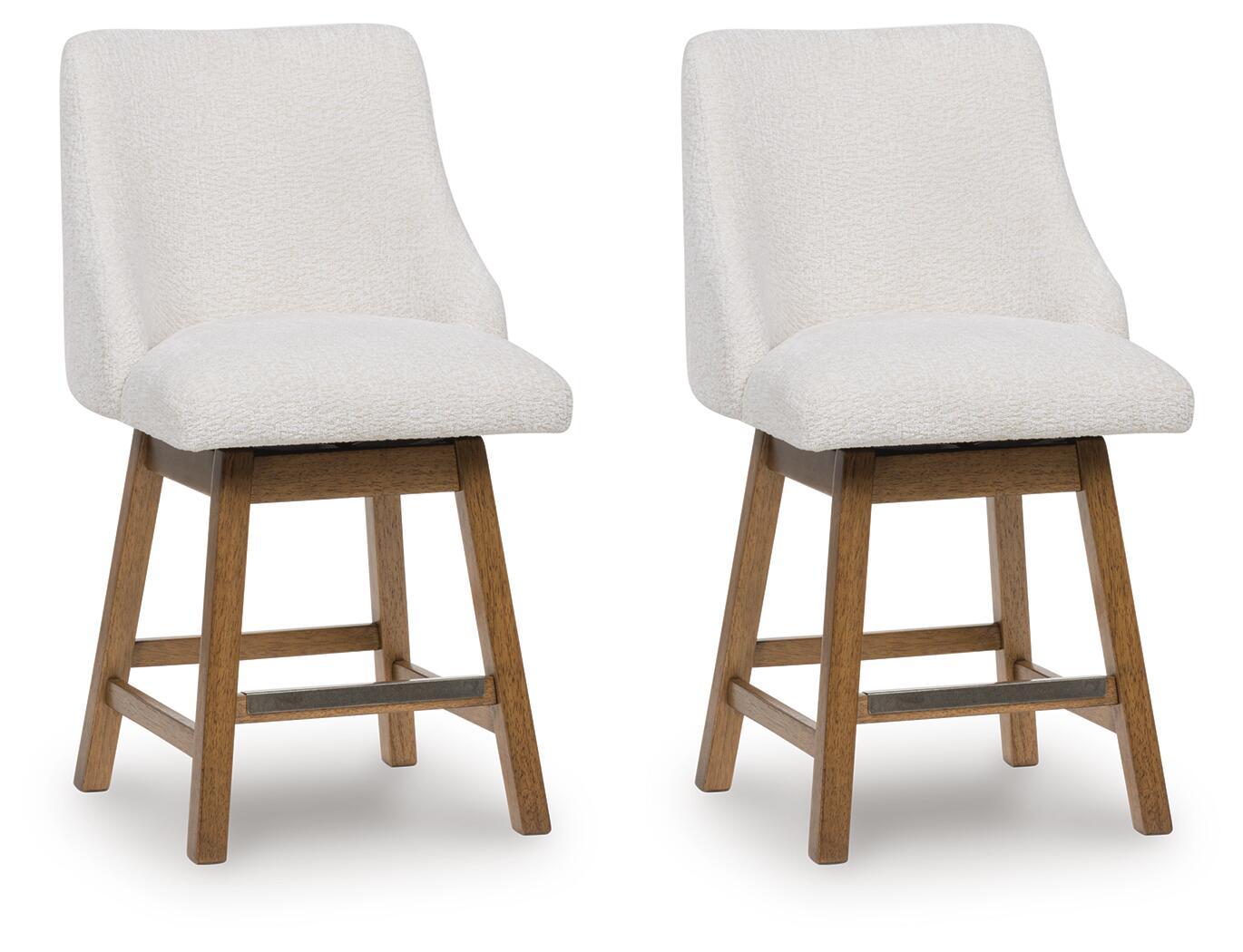 Cabalynn – Upholstered Swivel Barstool (Set of 2) – Oatmeal / Light Brown