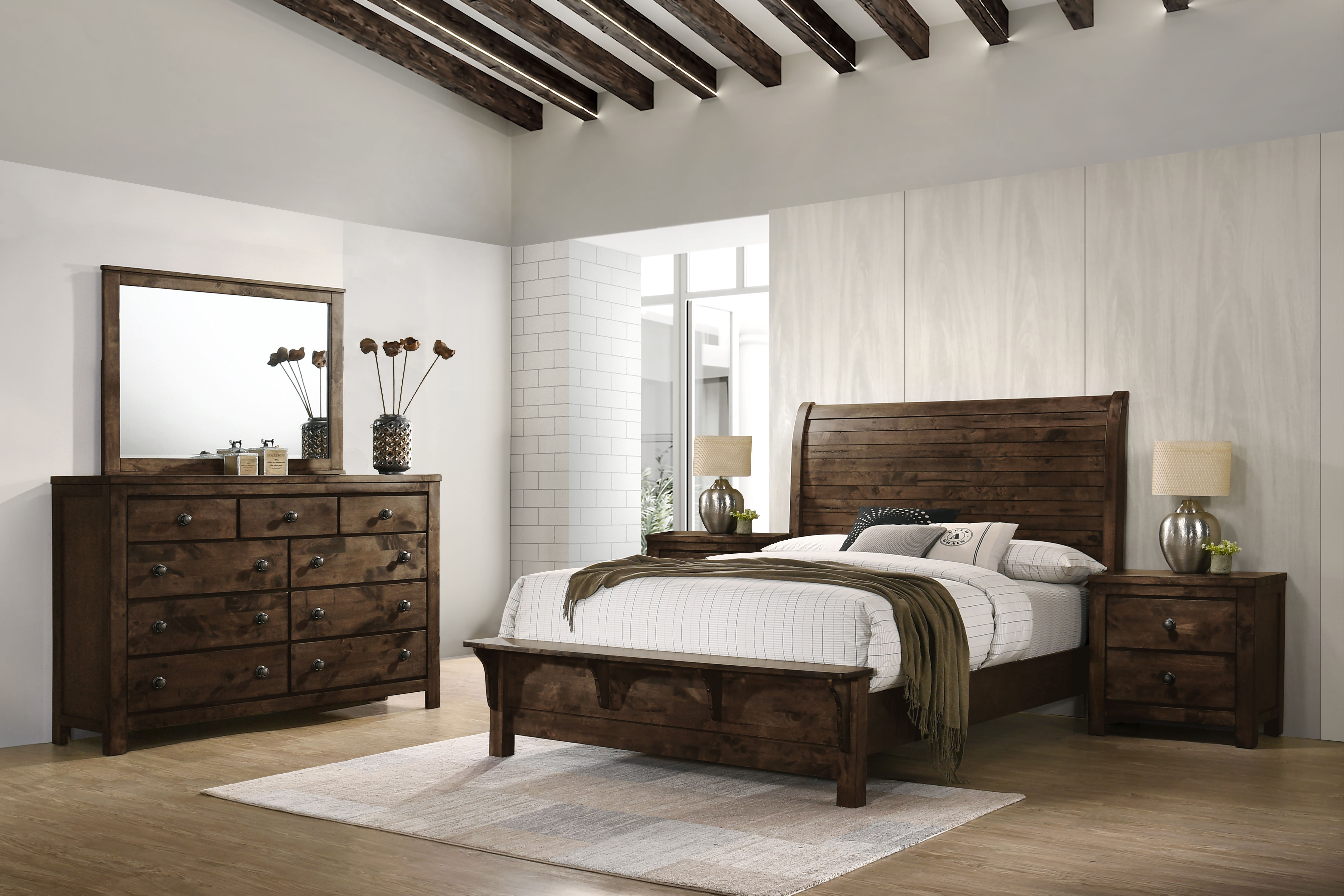 Eastern King · 5 Pc · Bed, Dresser, Mirror, 2 Nightstands
