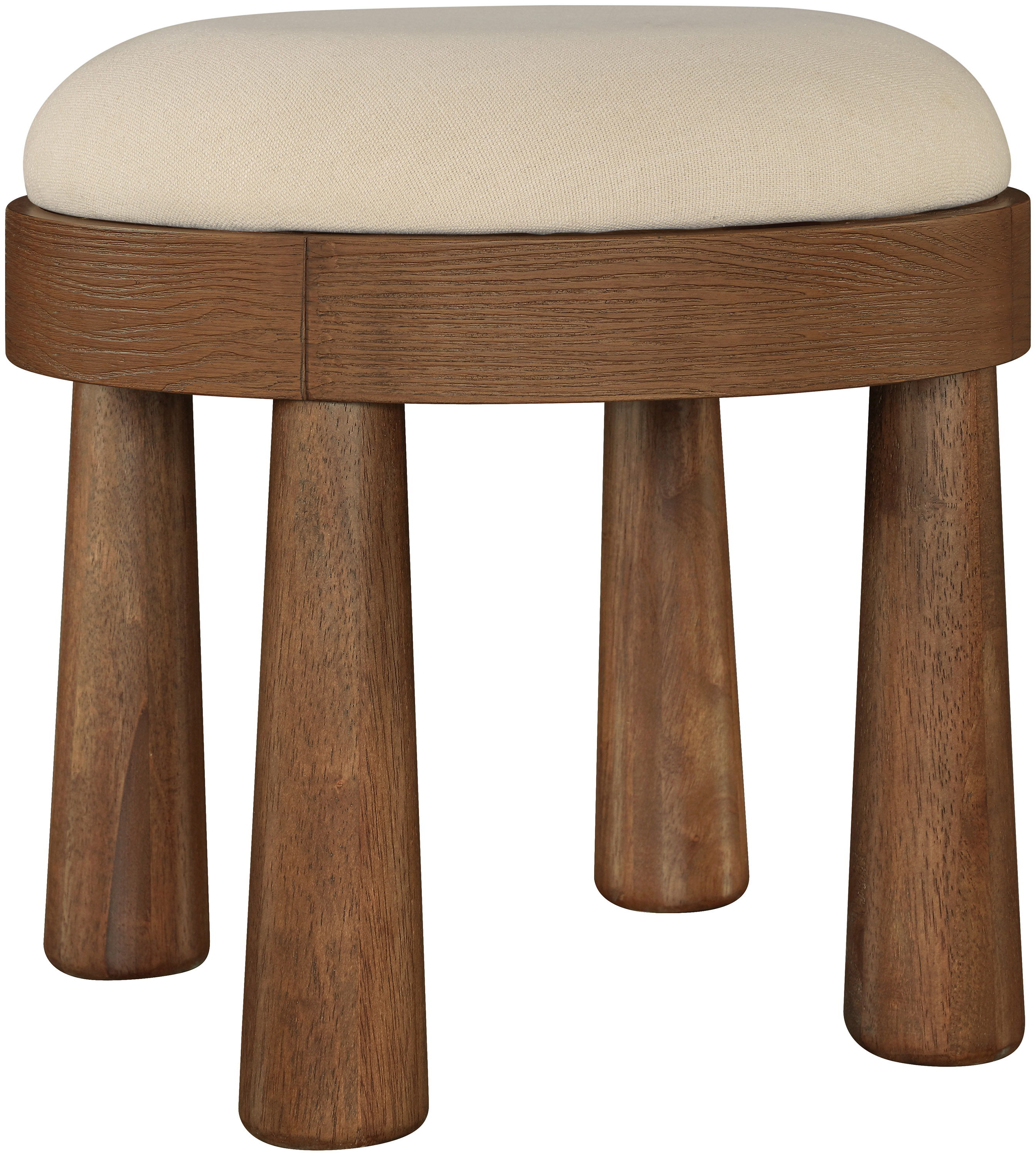 Larea - Linen Textured Fabric Upholstered Ottoman - Beige