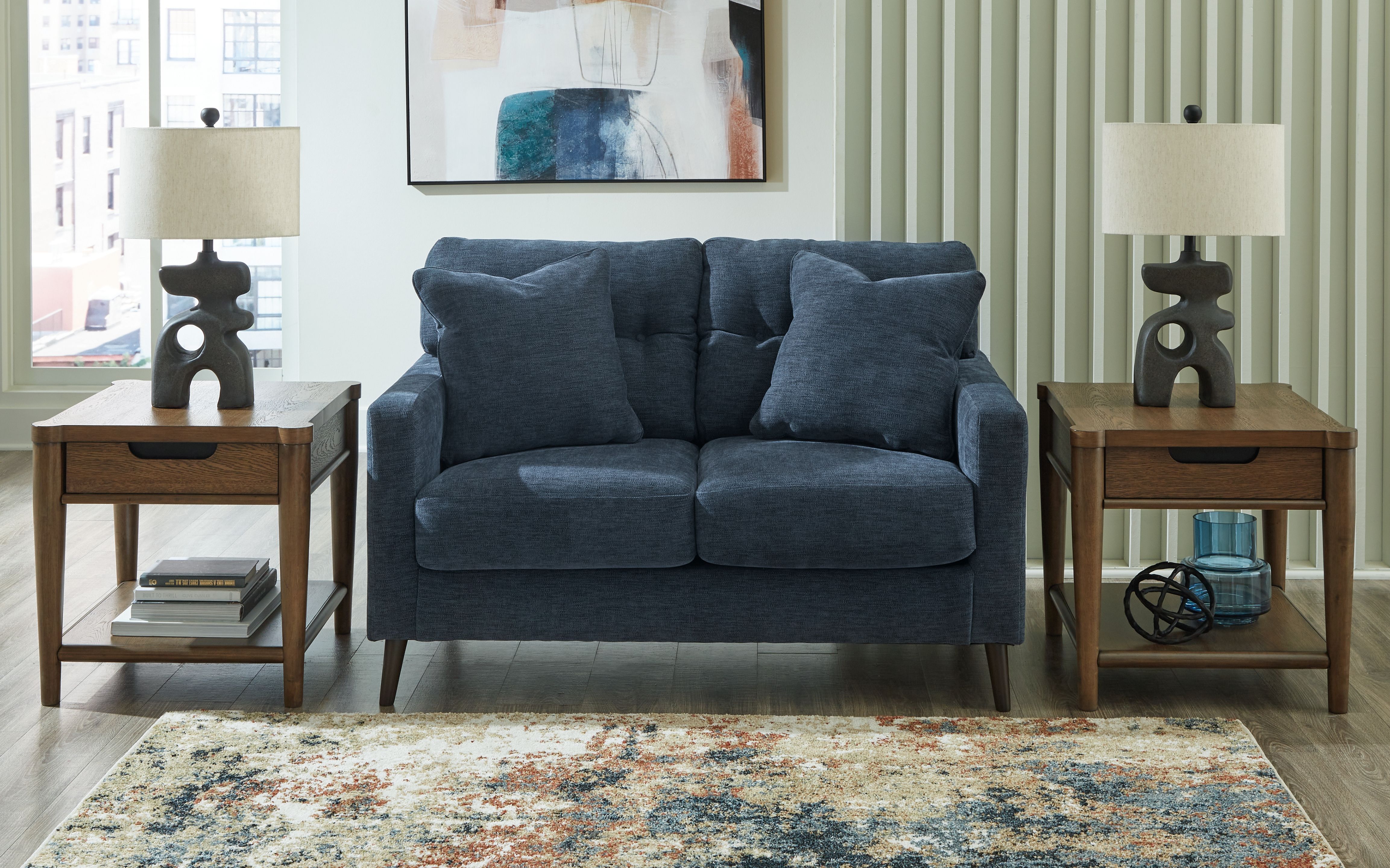 Ashley Furniture Bixler - 2 Pc. - Sofa, Loveseat - Navy - Image 9