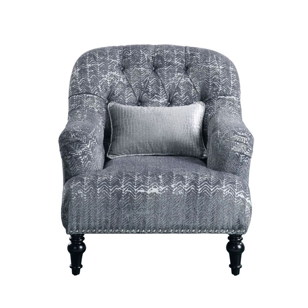 Gaura - Chair With Pillow - Dark Gray Velvet, dark gray, view 2