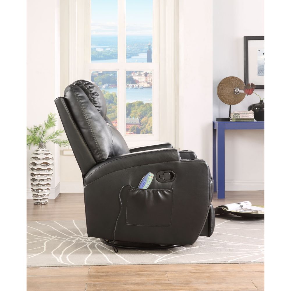 Waterlily - Motion Rocker Recliner With Swivel - Black Synthetic Leather, black, view 4