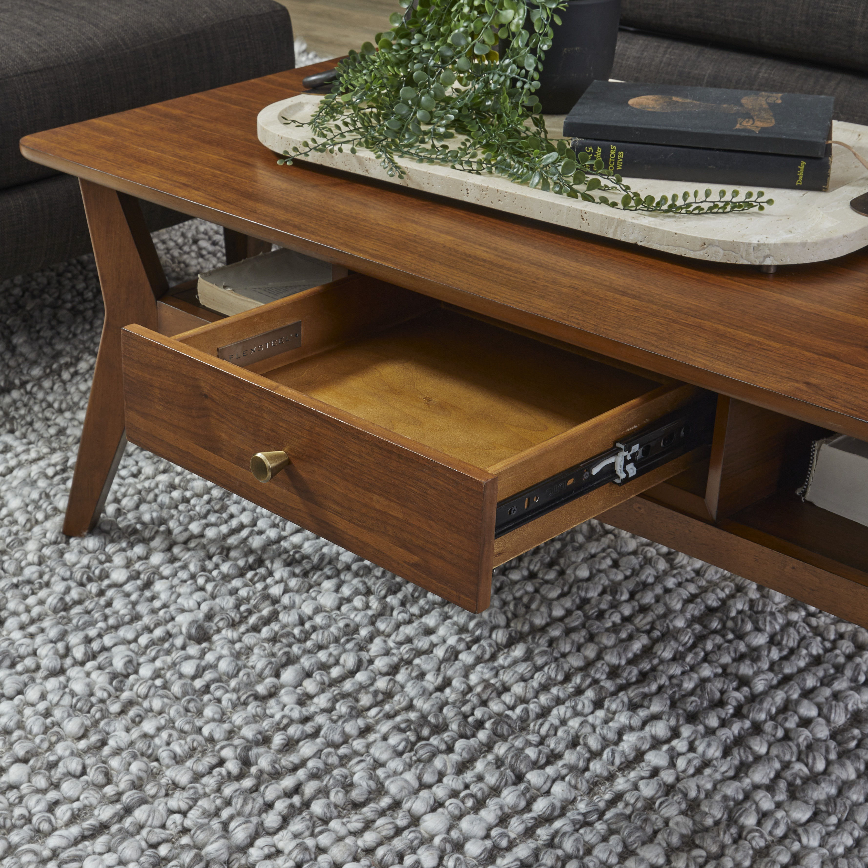 Ludwig - Occasional Rectangular Coffee Table With Drawer - Dark Brown, dark brown