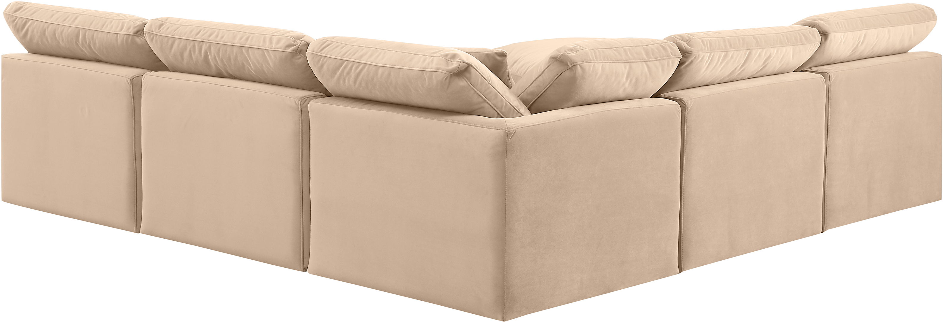 Indulge - Velvet 5 Piece Modular Corner Armless Sectional - Beige