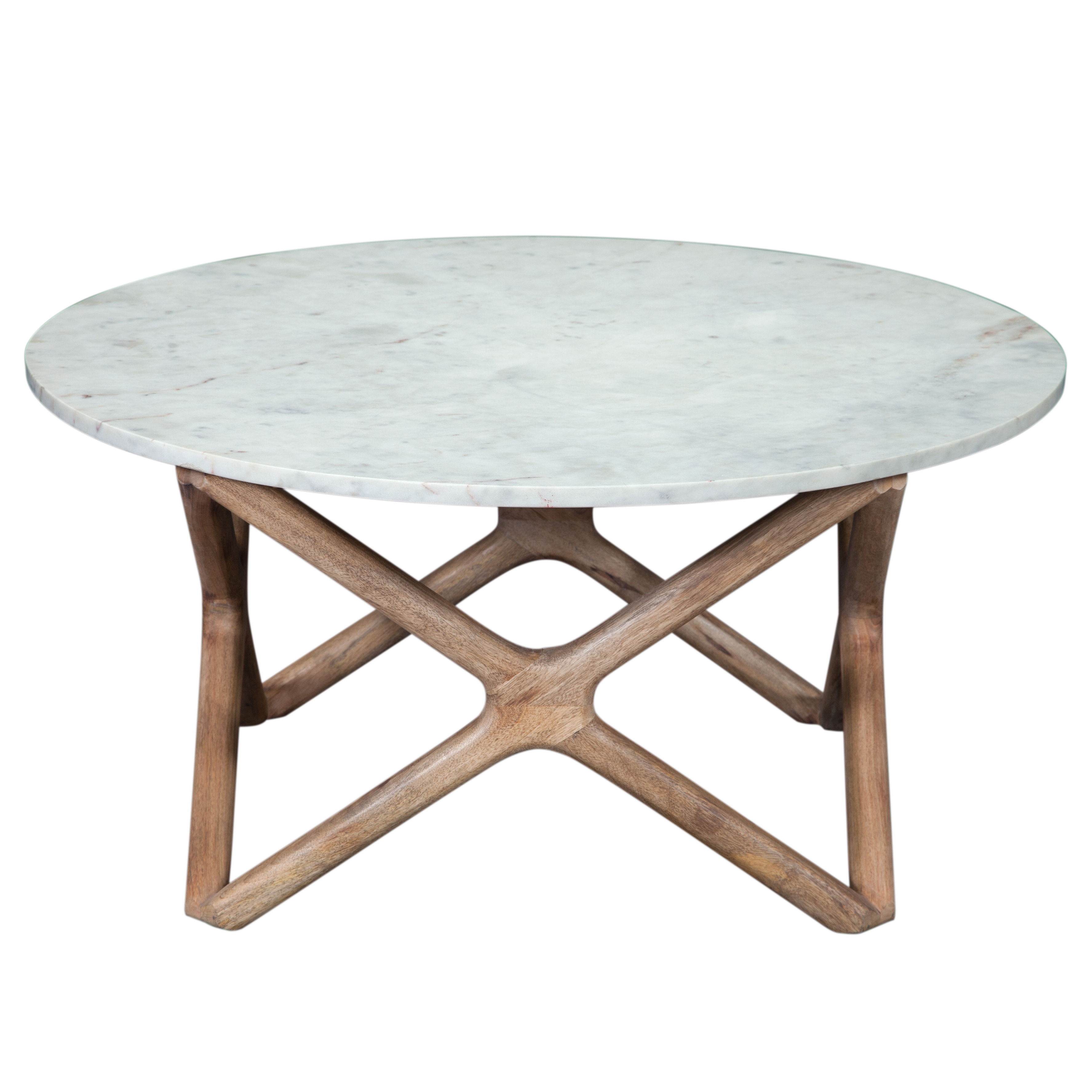 Wyman - Marble Top Cocktail Table - Banswara White / Light Brown