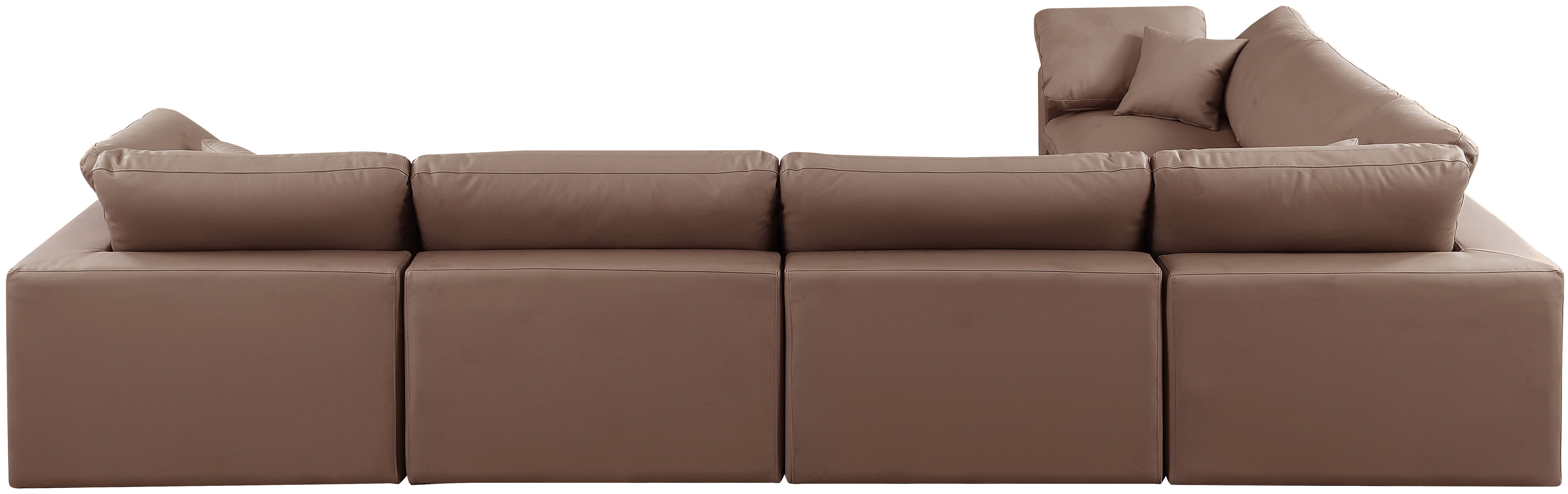 Comfy - 6 Piece Faux Leather Modular Corner Sectional - Brown