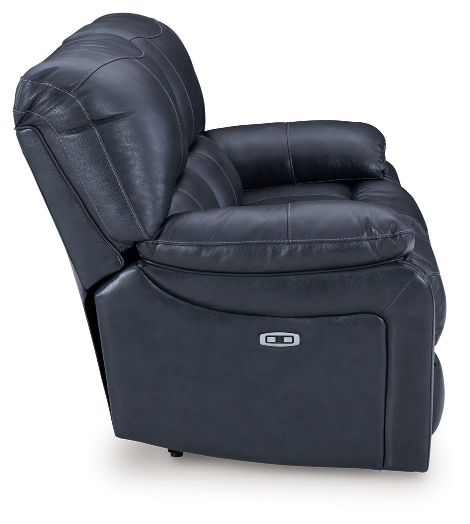 Ashley Furniture Leesworth - 3 Pc. - Power Reclining Sofa, Power Reclining Loveseat, Power Rocker Recliner - Ocean - Image 9