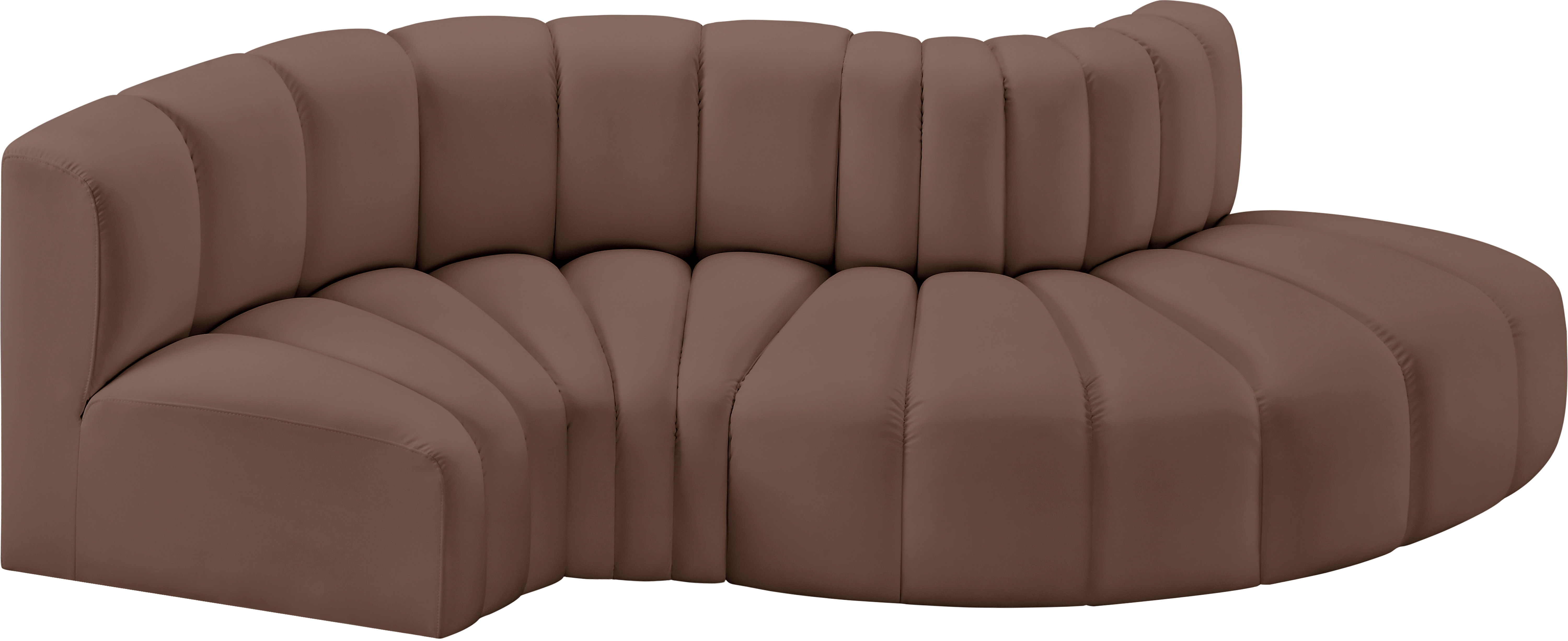 Arc - Faux Leather 4 Piece L-Shaped Modular Sofa - Brown