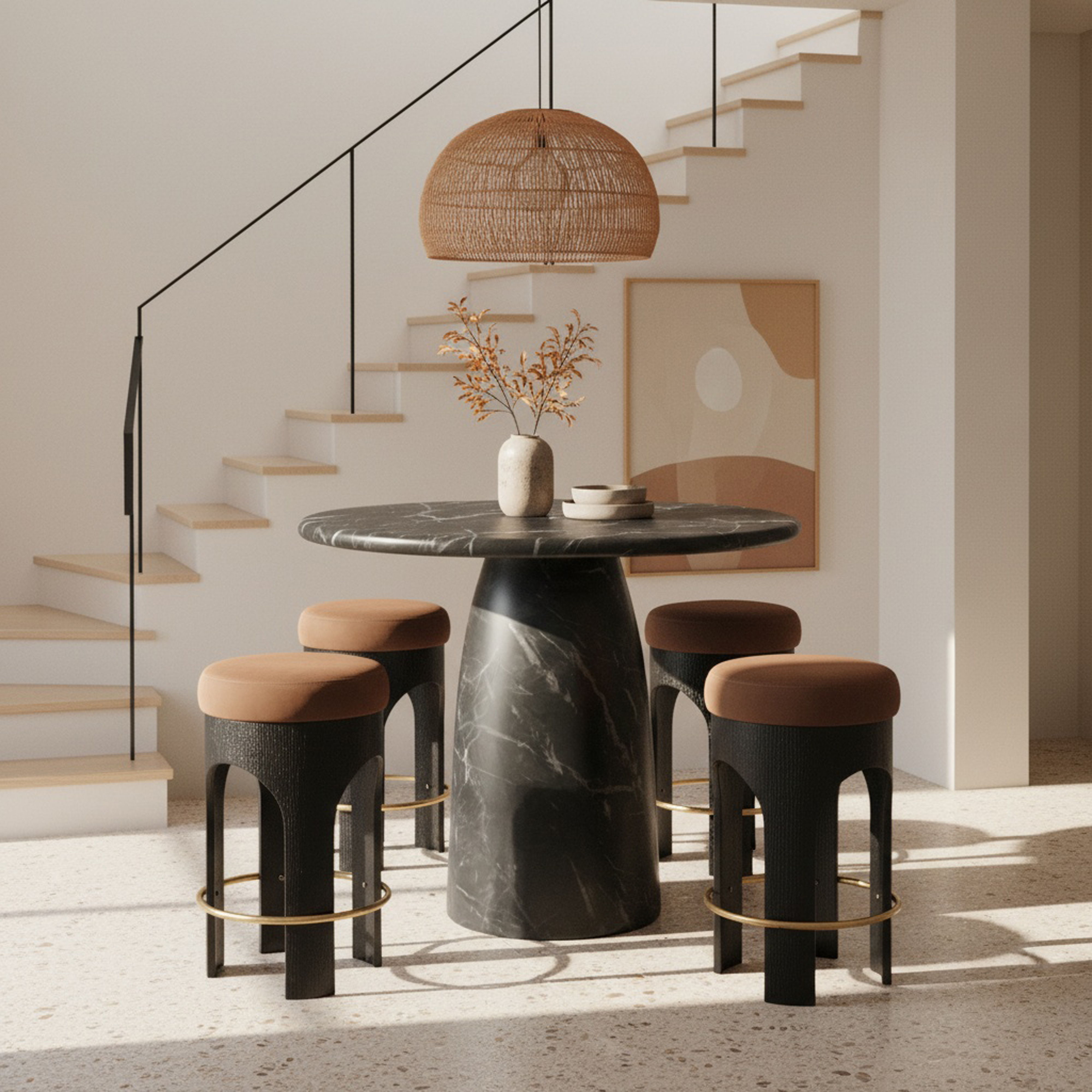 Cosenza - 42" Concrete Indoor / Outdoor Bar Table - Black