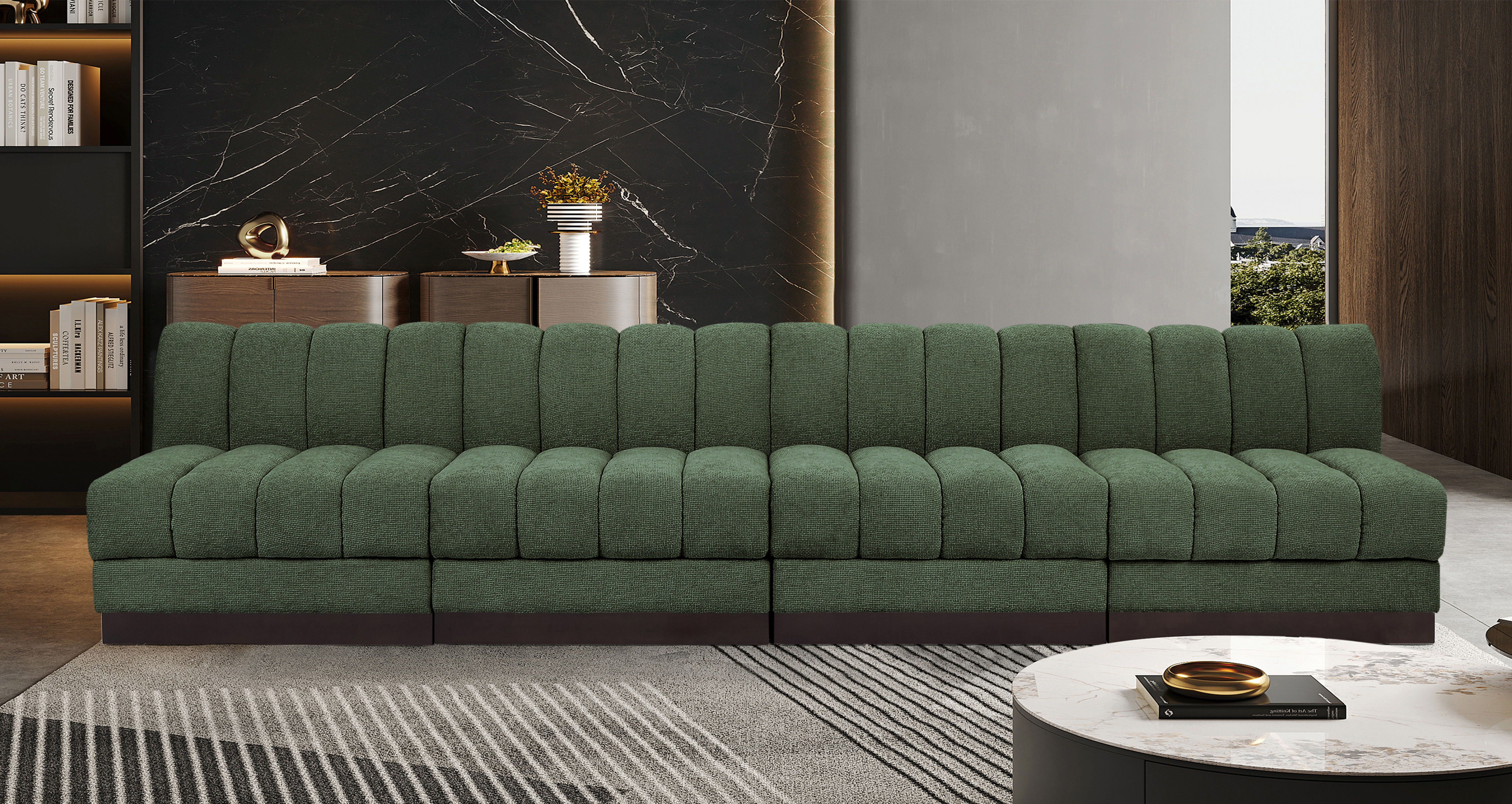 Quinn - 4 Piece Modular Armless Sofa - Green