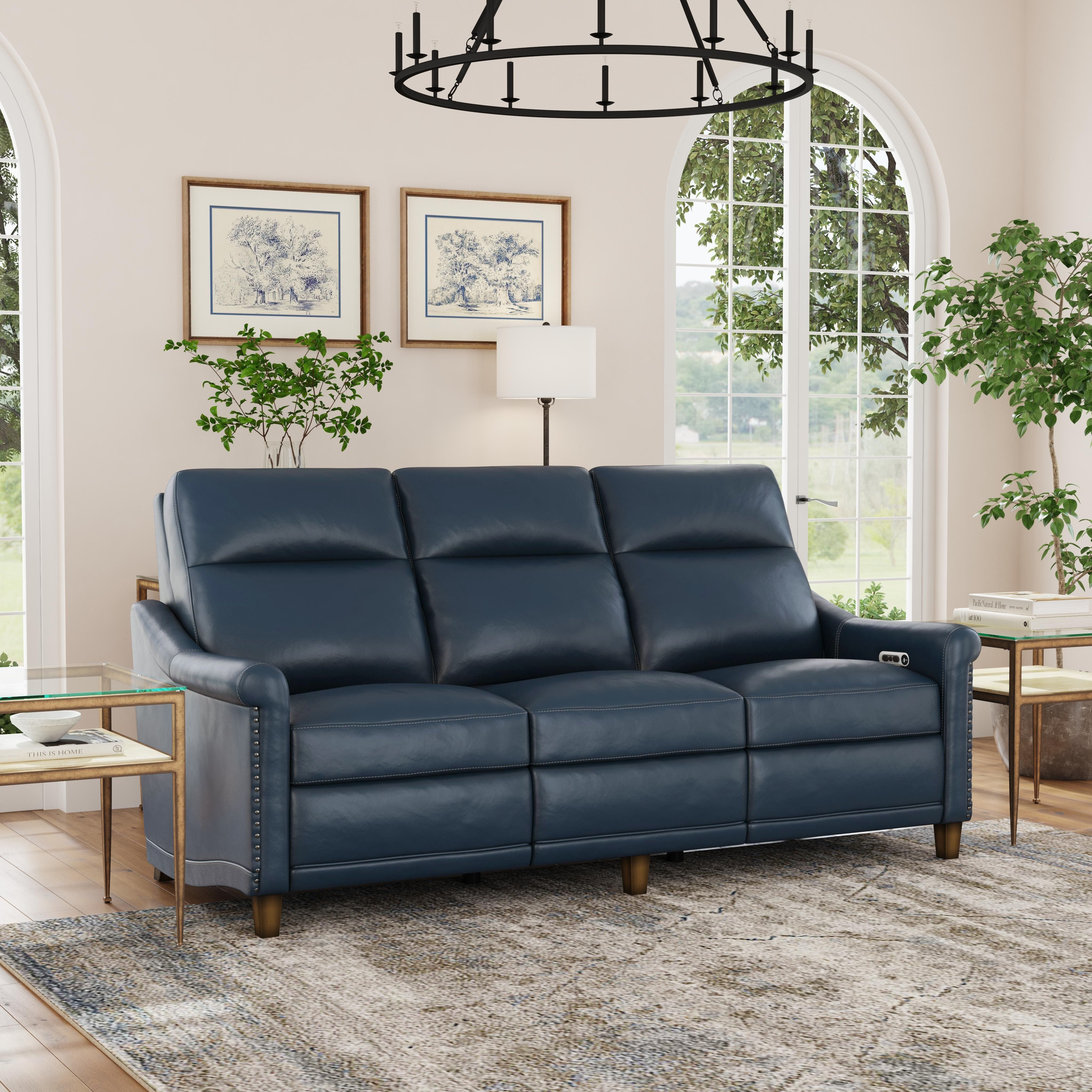 Elizabeth - Power Reclining Sofa With Power Headrest - Sea, blue