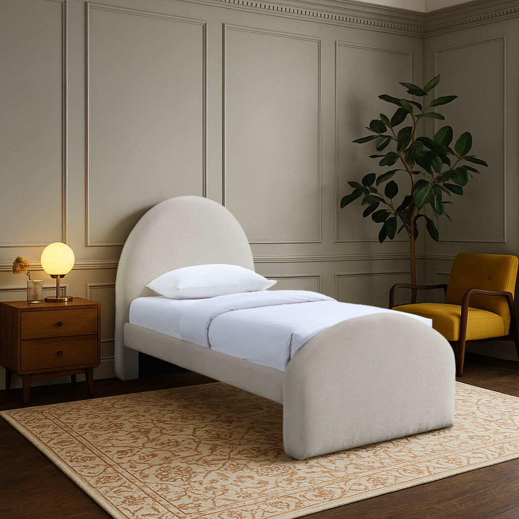 Andaz - Chenille Fabric Upholstered Twin Bed - Beige