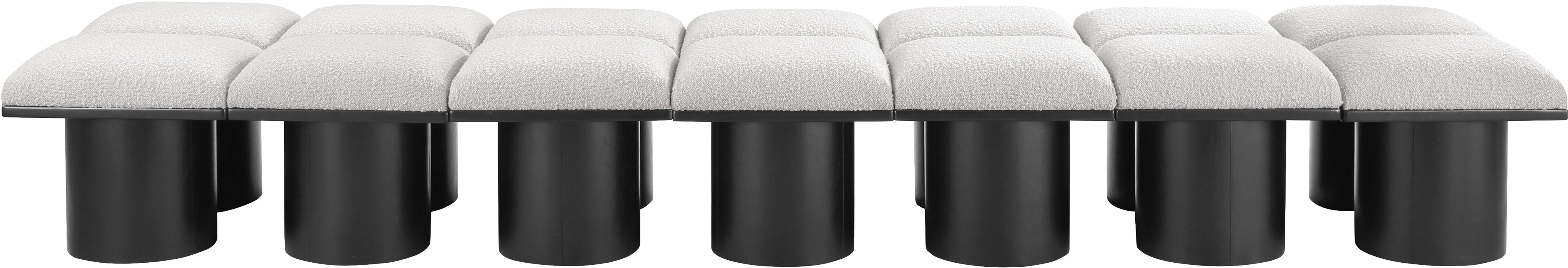 Pavilion - 126" 14 Piece Modular Bench With Black Base - Cream