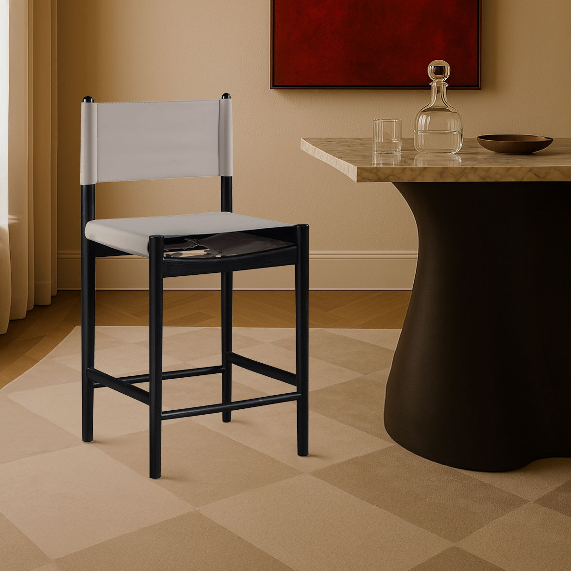 Rawlins - Vegan Leather Upholstered Counter Stool - Taupe