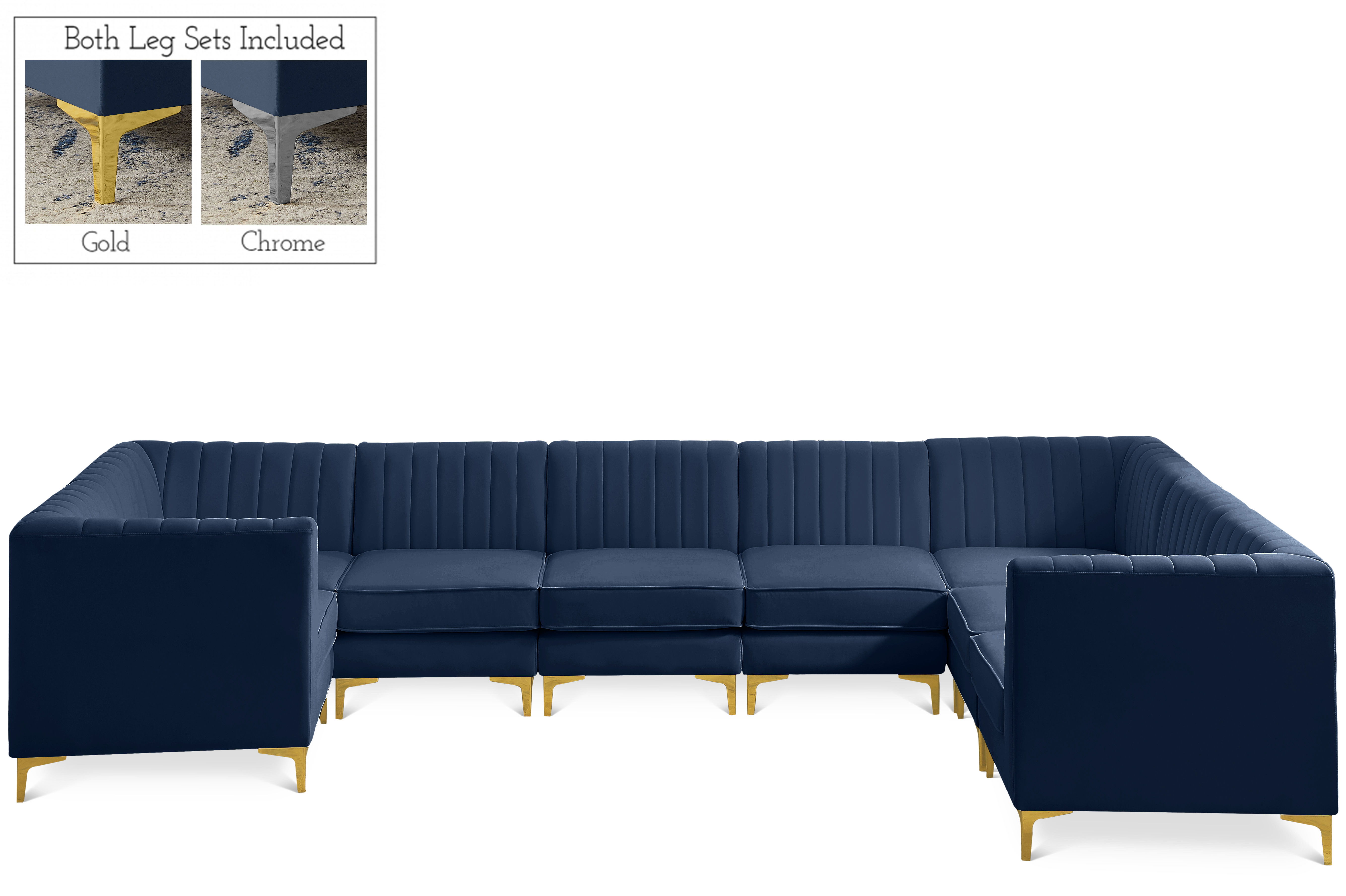 Alina - 8 Piece Modular U-Shaped Sectional - Navy