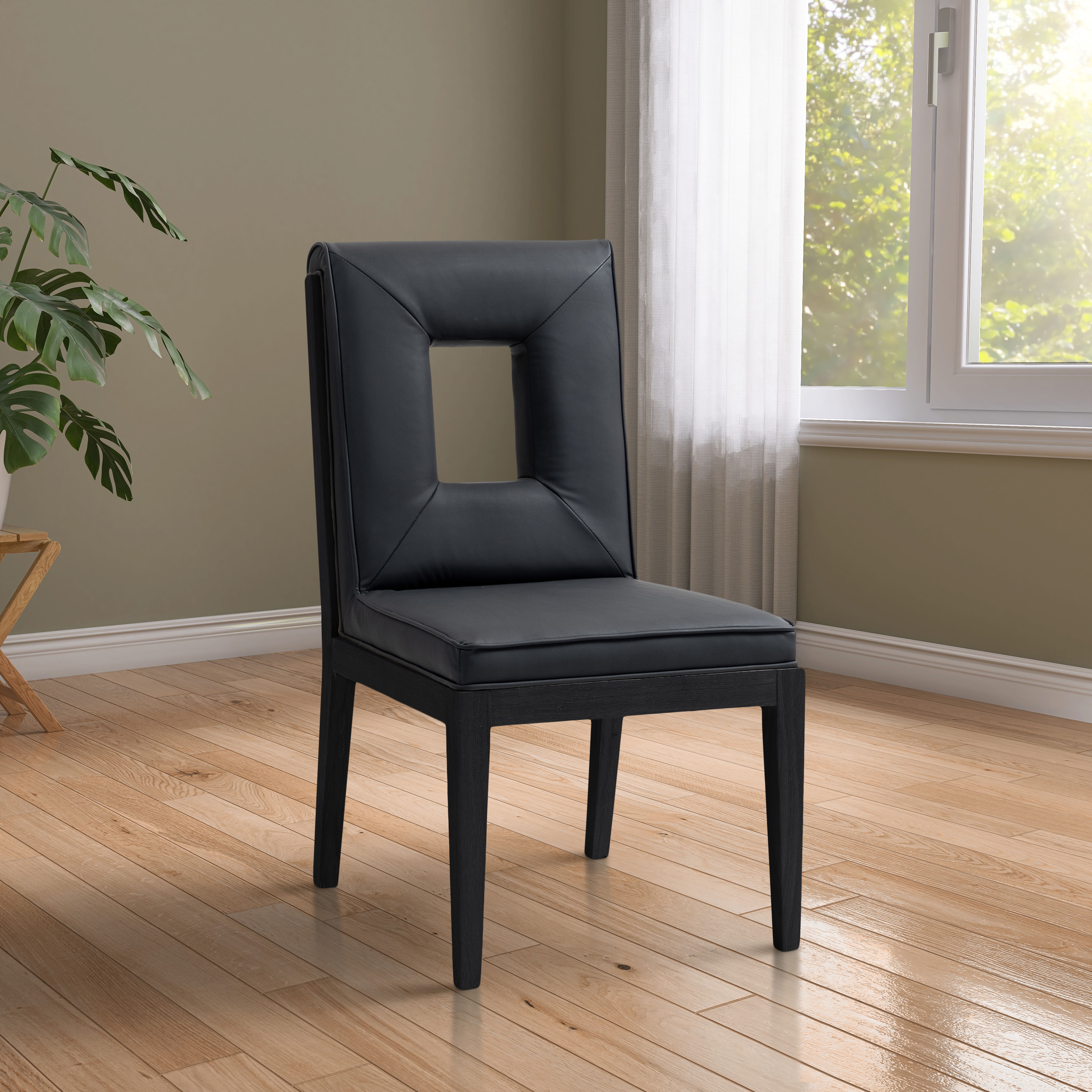 Gwendolyn - Faux Leather Dining Side Chair With Black Frame (Set of 2) - Black